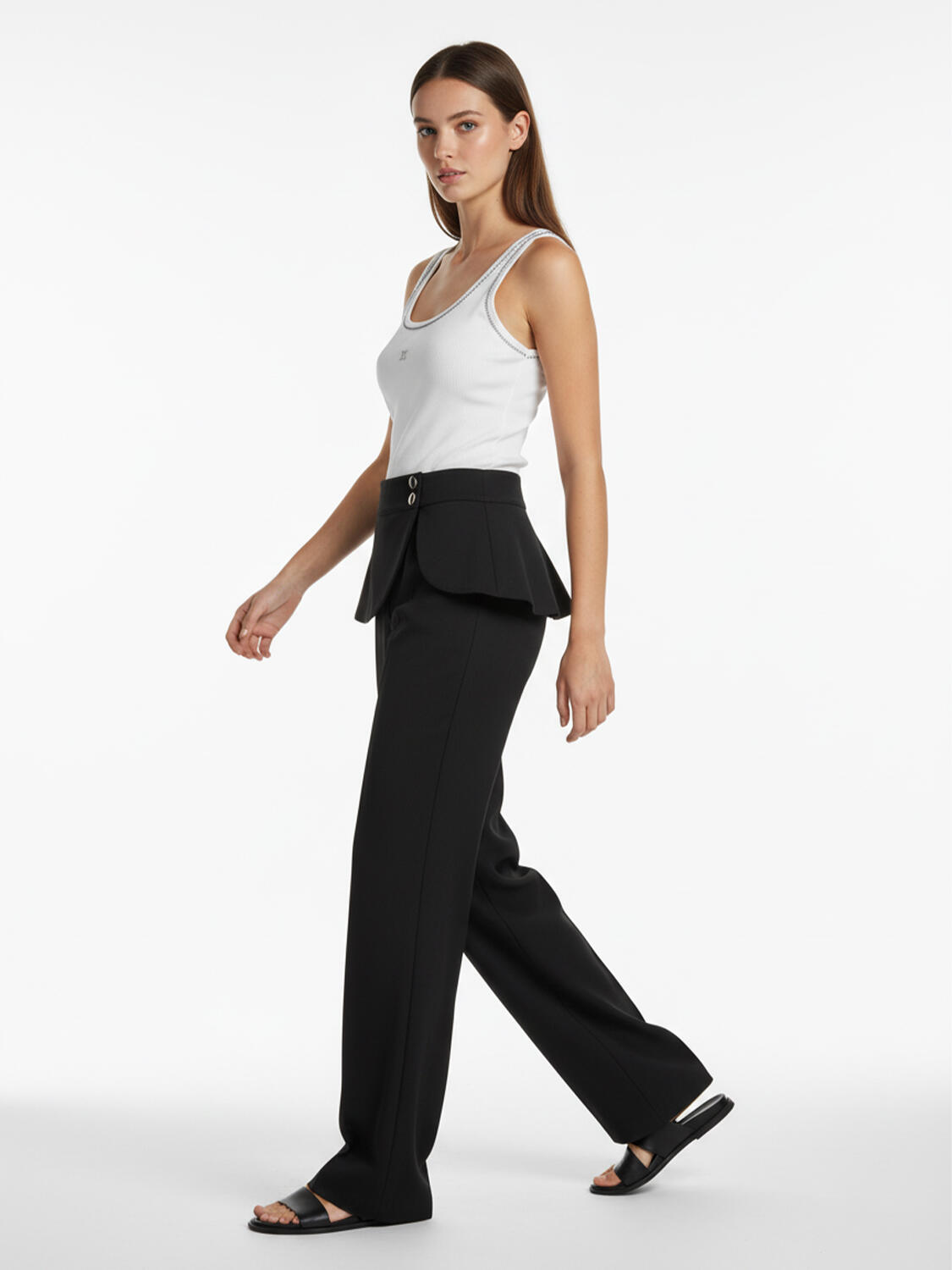 Siyah Pamuk Dokulu Regular Fit Pantolon - 3