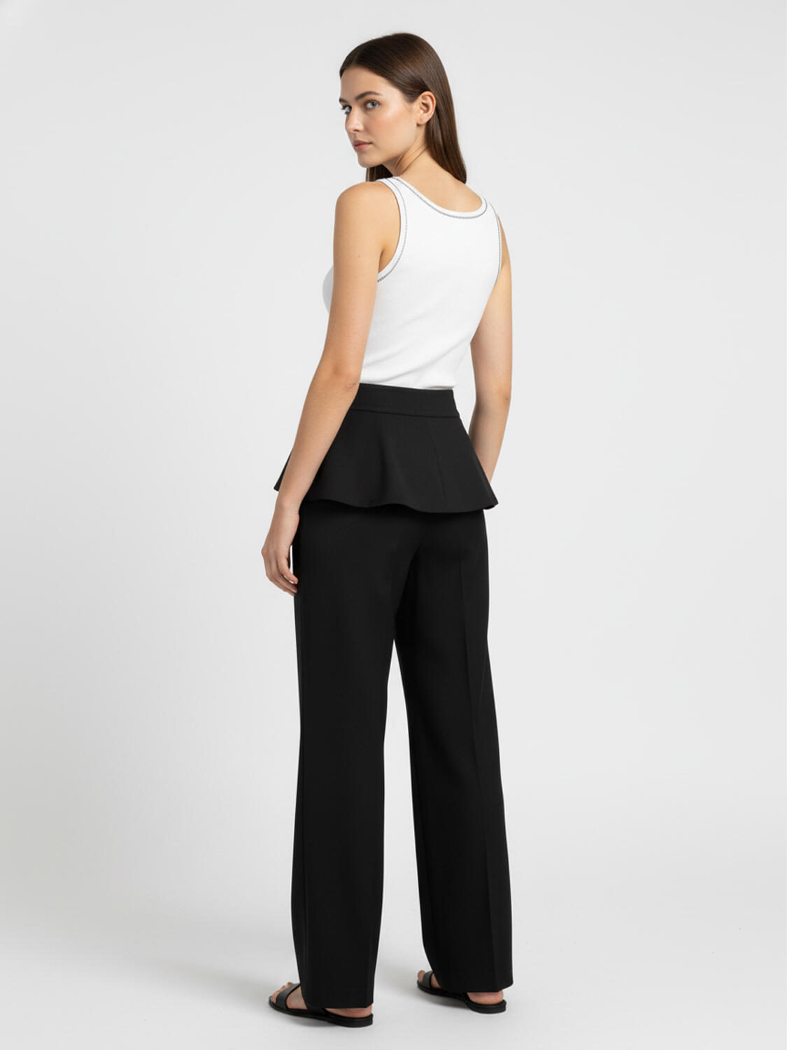 Siyah Pamuk Dokulu Regular Fit Pantolon - 4