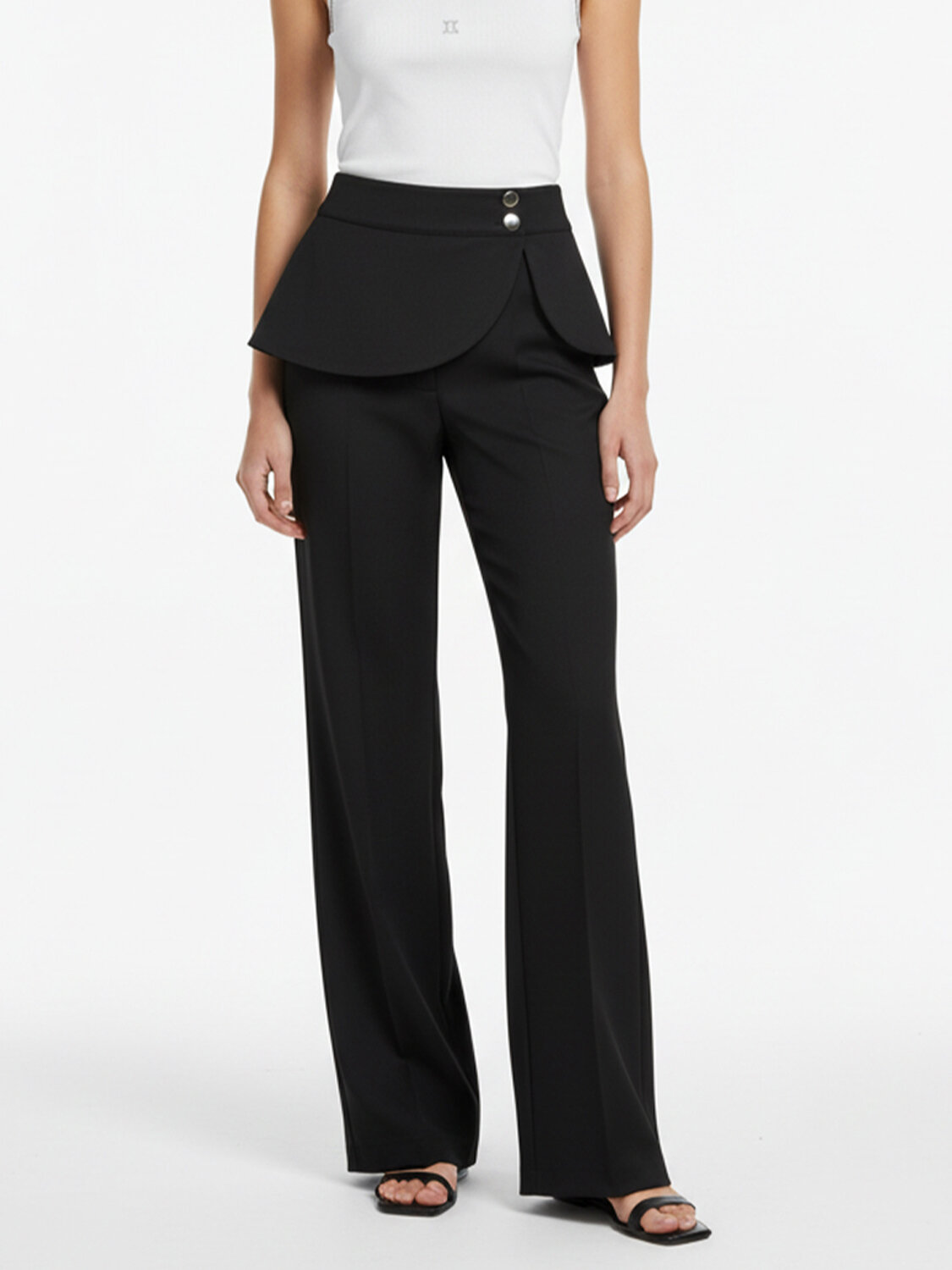 Siyah Pamuk Dokulu Regular Fit Pantolon - 1