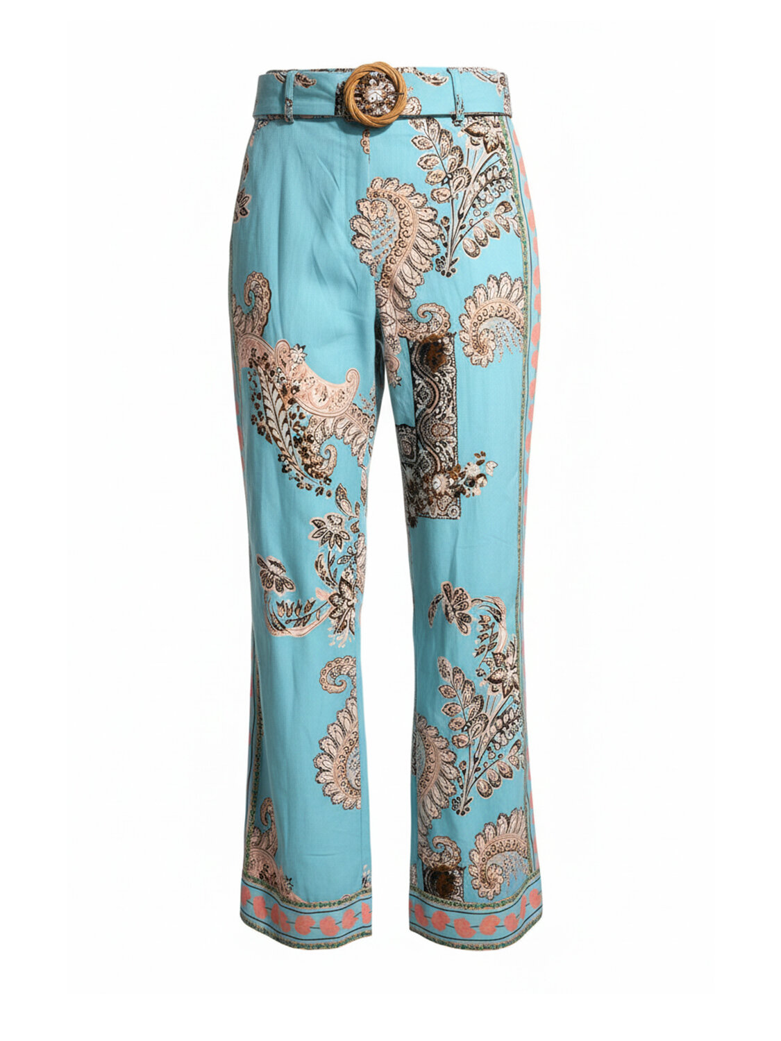 Turkuaz Pamuk Dokulu Regular Fit Pantolon - 4