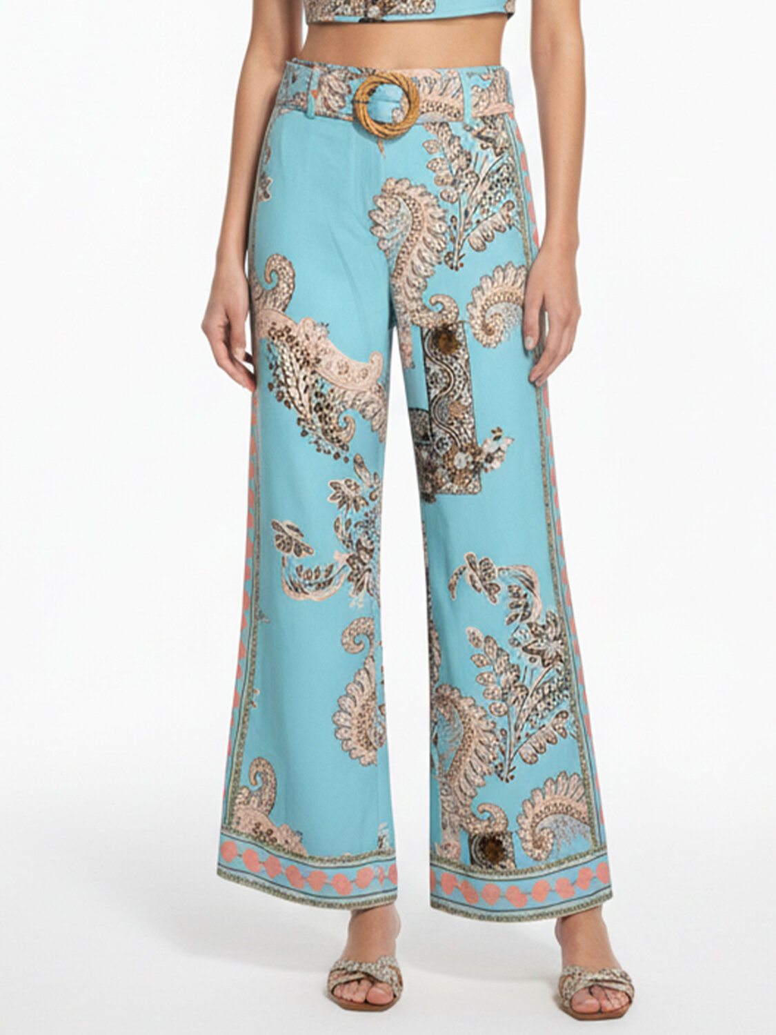 Turkuaz Pamuk Dokulu Regular Fit Pantolon