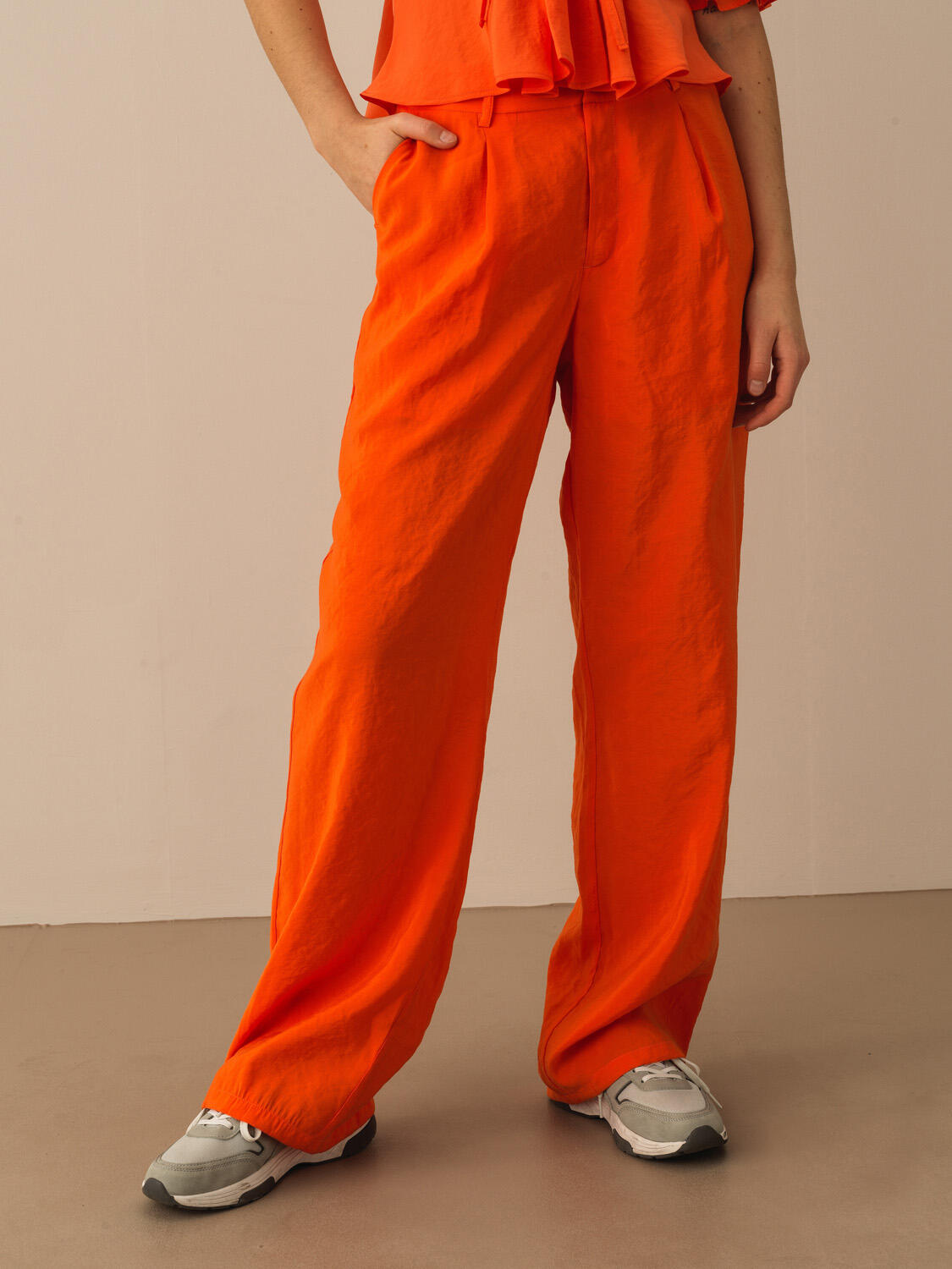 Turuncu Modal Karışımlı Oversize Pantolon