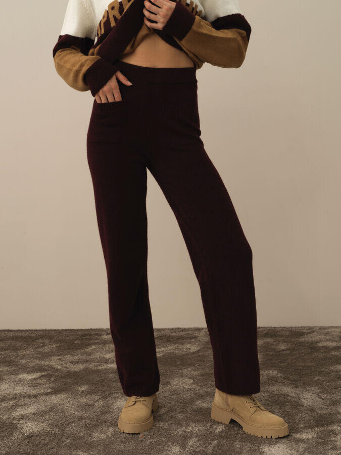 Xint Toptan Bordo Lüks Pamuk Dokulu Regular Fit Pantolon