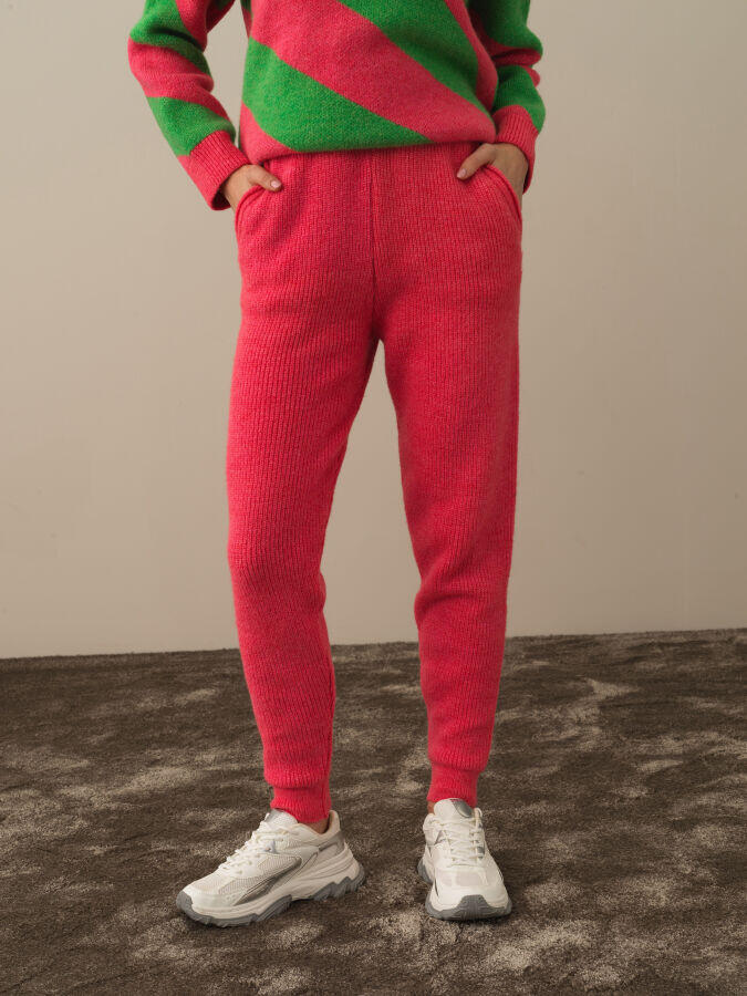 Xint Toptan Pembe Lüks Pamuk Dokulu Regular Fit Pantolon
