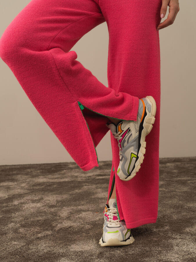 Xint Toptan Pembe Doğal Yün Dokulu Regular Fit Pantolon