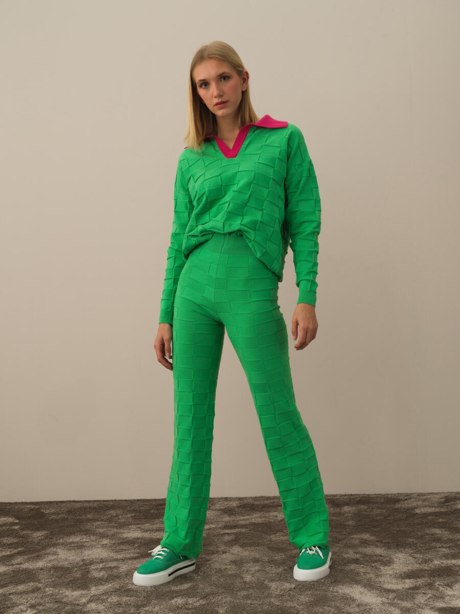 Yeşil Formunu Koruyan Oversize Pantolon - 2