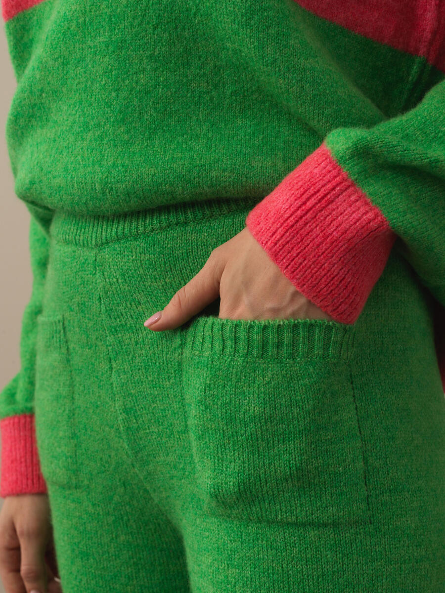 Yeşil Lüks Pamuk Dokulu Regular Fit Pantolon - 3