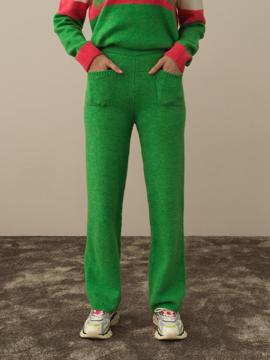 Yeşil Lüks Pamuk Dokulu Regular Fit Pantolon