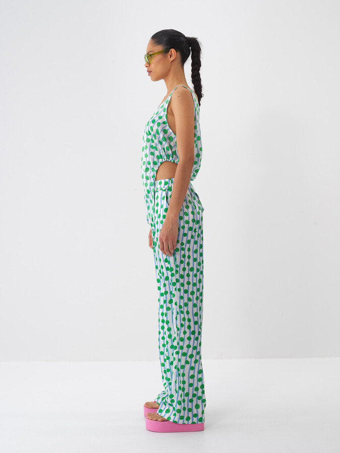 Yeşil Formunu Koruyan Oversize Pantolon - 4