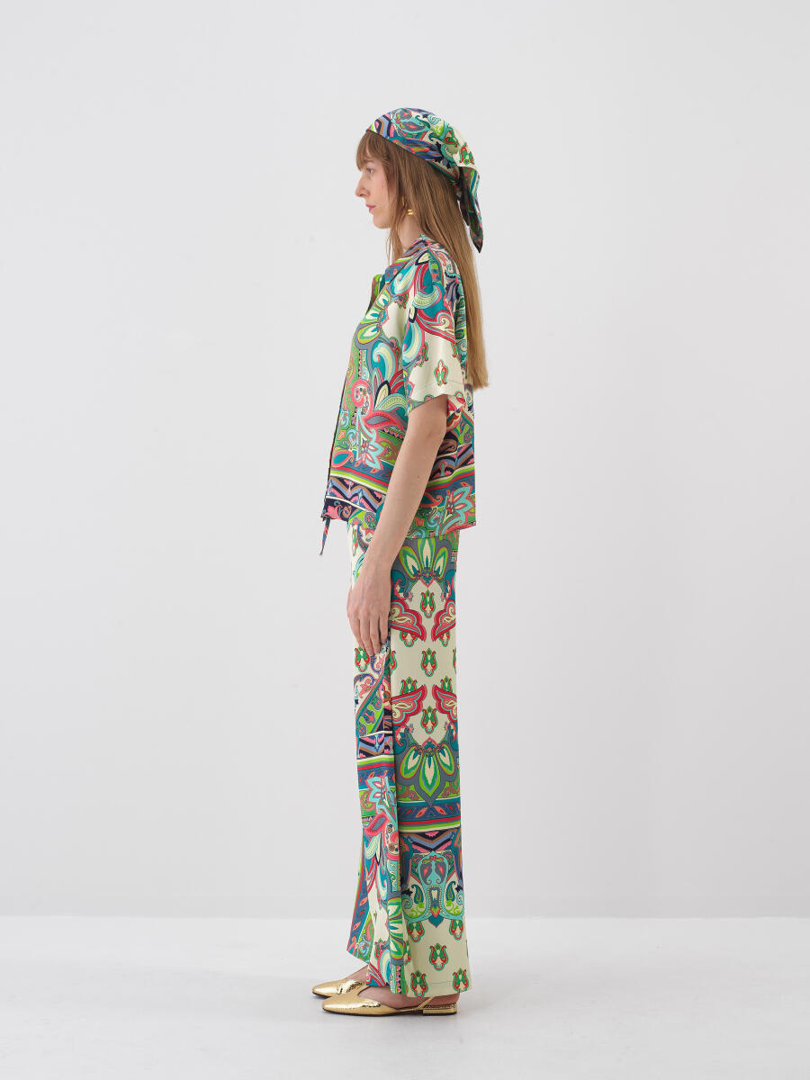 Yeşil Doğal Dökümlü Oversize Pantolon - 3