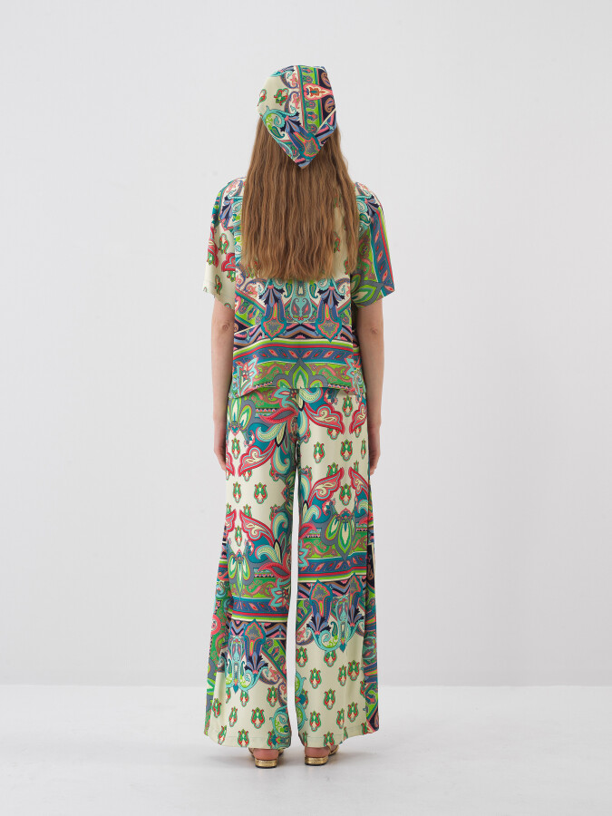 Yeşil Doğal Dökümlü Oversize Pantolon - 5