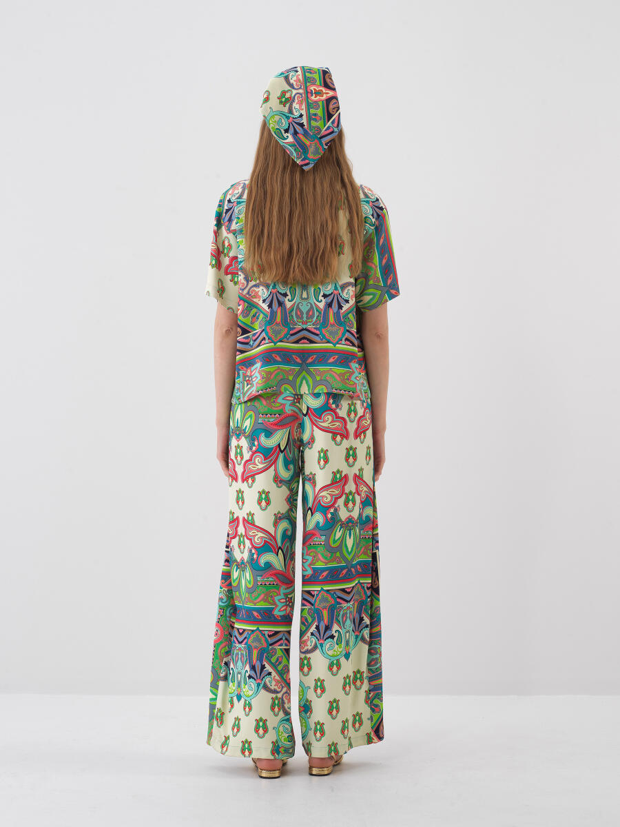 Yeşil Doğal Dökümlü Oversize Pantolon - 5