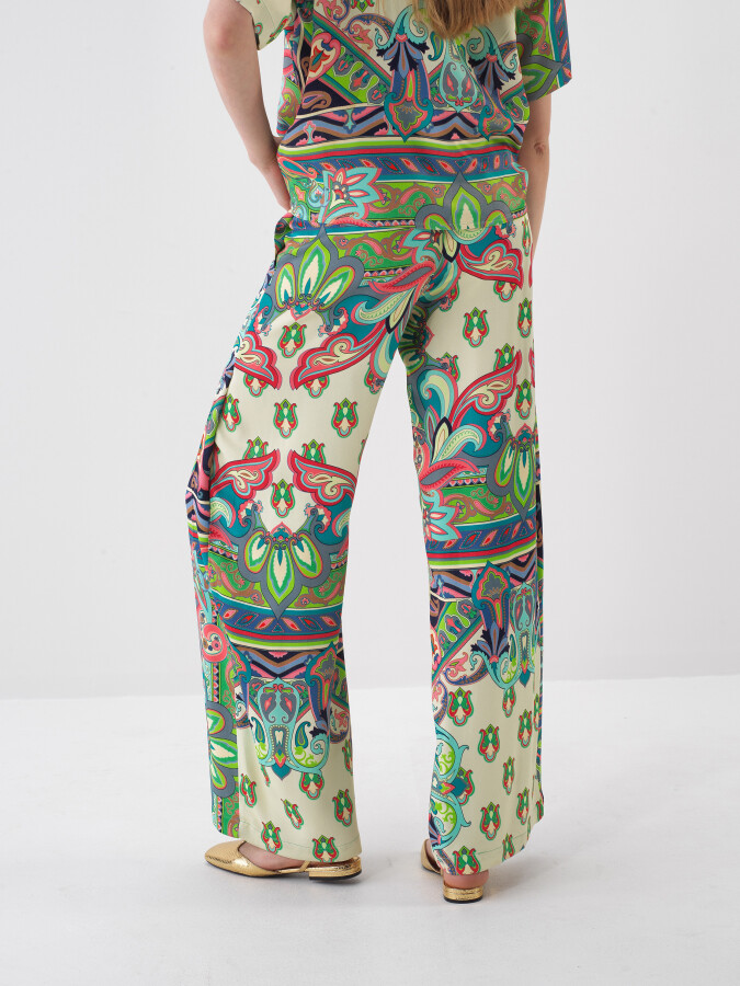 Yeşil Doğal Dökümlü Oversize Pantolon - 4