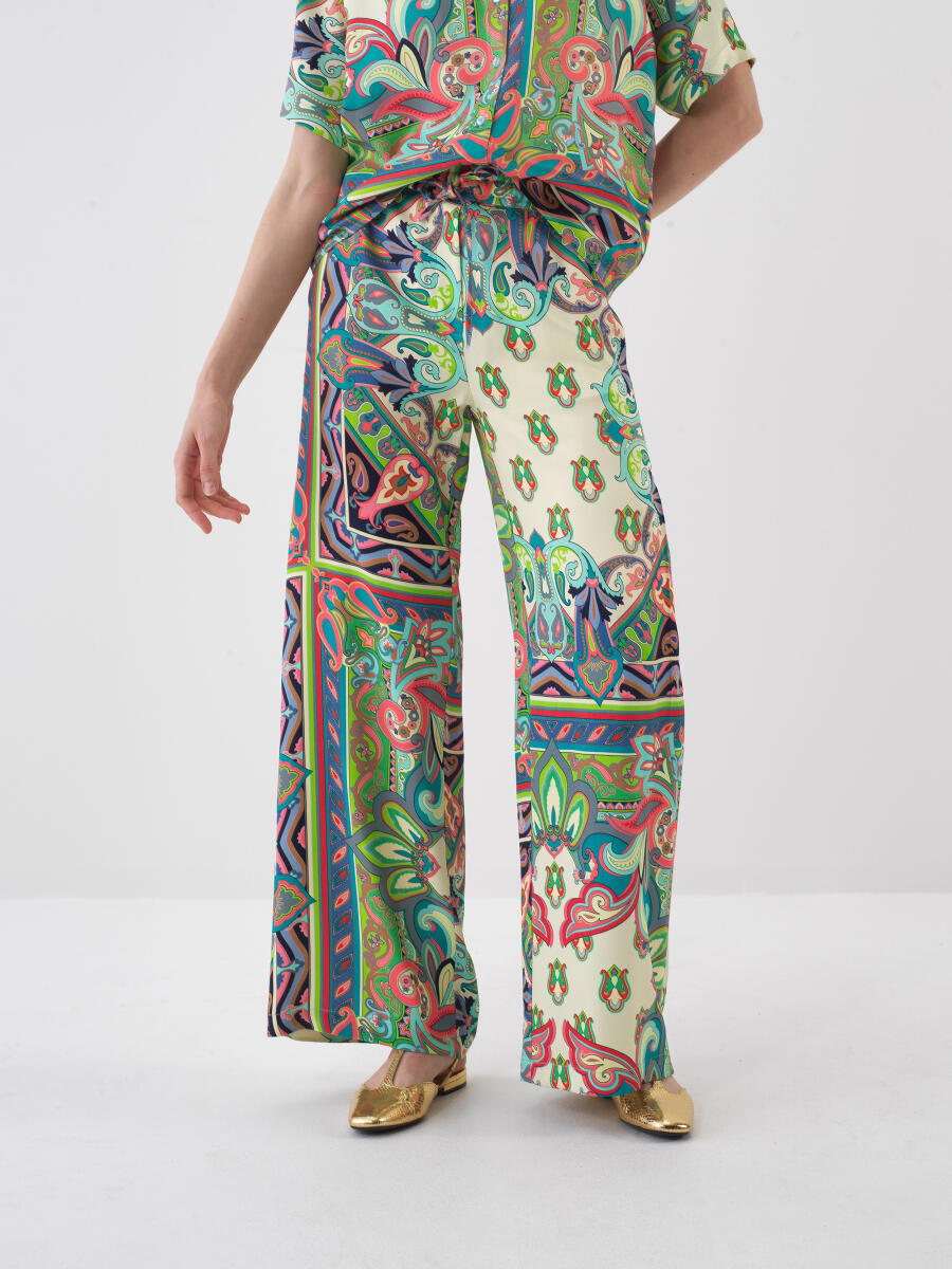 Yeşil Doğal Dökümlü Oversize Pantolon - 1