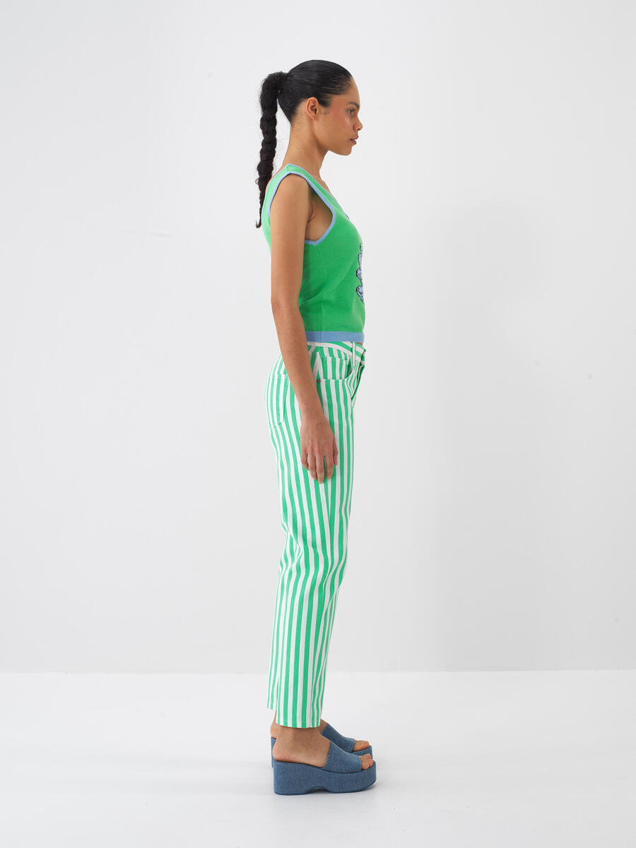 Yeşil Pamuk Dokulu Regular Fit Pantolon - 3