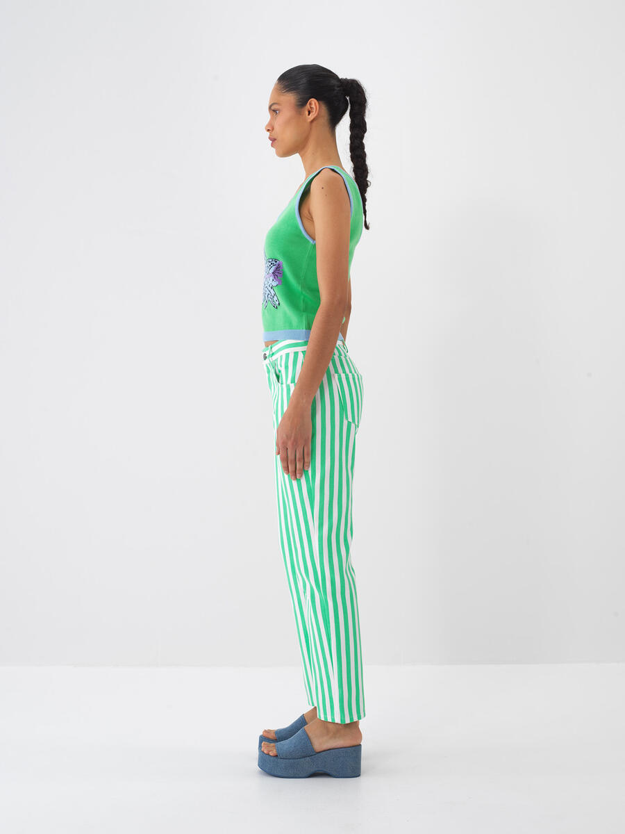 Yeşil Pamuk Dokulu Regular Fit Pantolon - 4