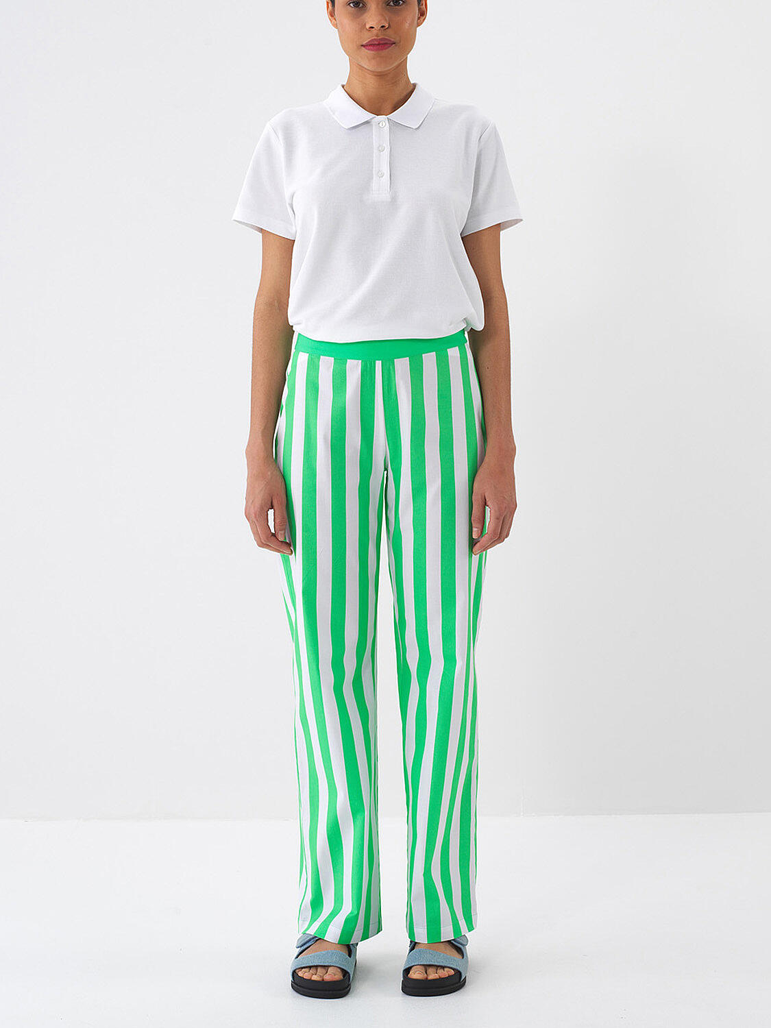 Yeşil Pamuk Dokulu Regular Fit Pantolon - 2