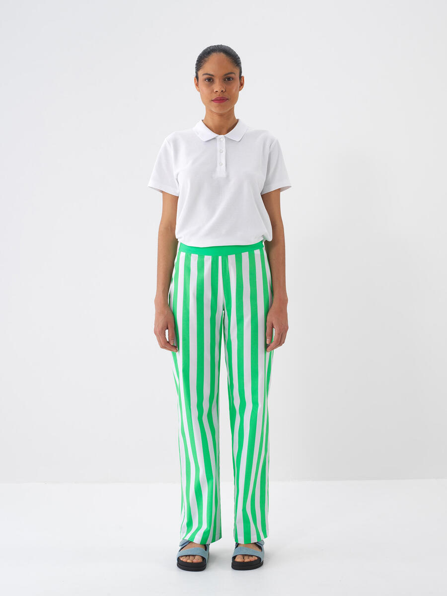 Yeşil Pamuk Dokulu Regular Fit Pantolon - 3