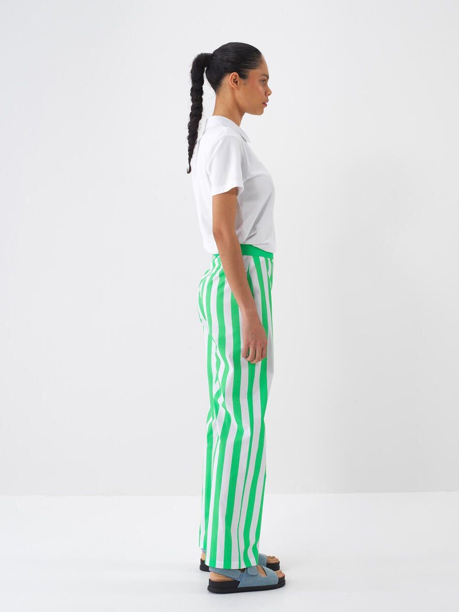 Yeşil Pamuk Dokulu Regular Fit Pantolon - 4