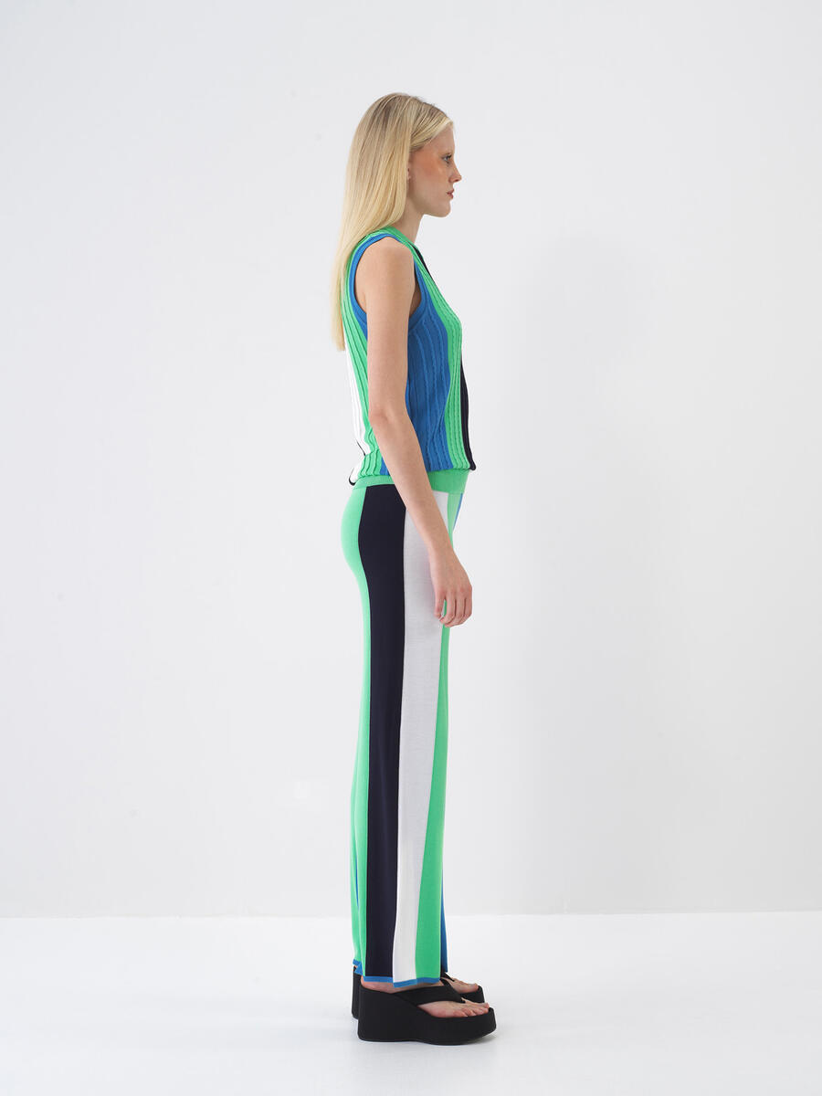Yeşil Doğal Dökümlü Regular Fit Pantolon - 3