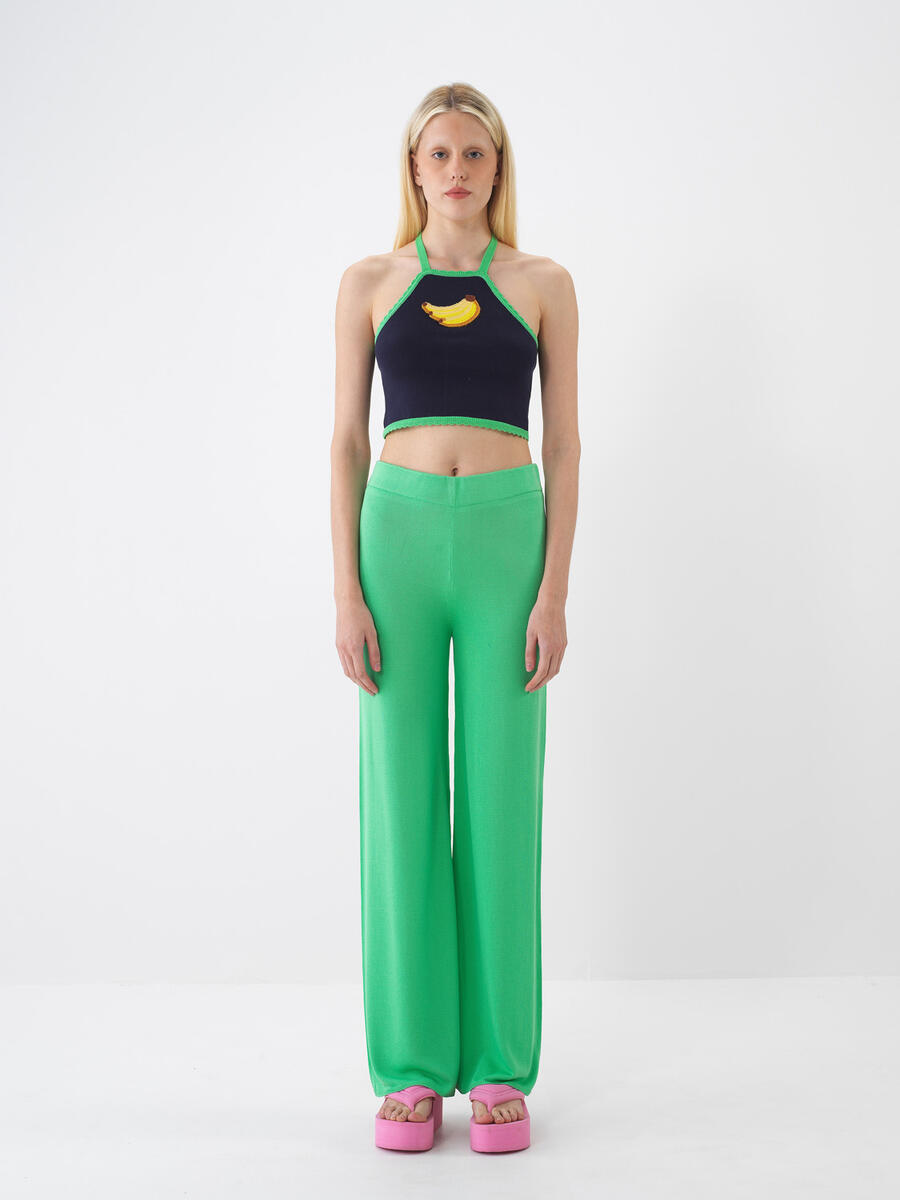 Yeşil Doğal Dökümlü Regular Fit Pantolon - 1