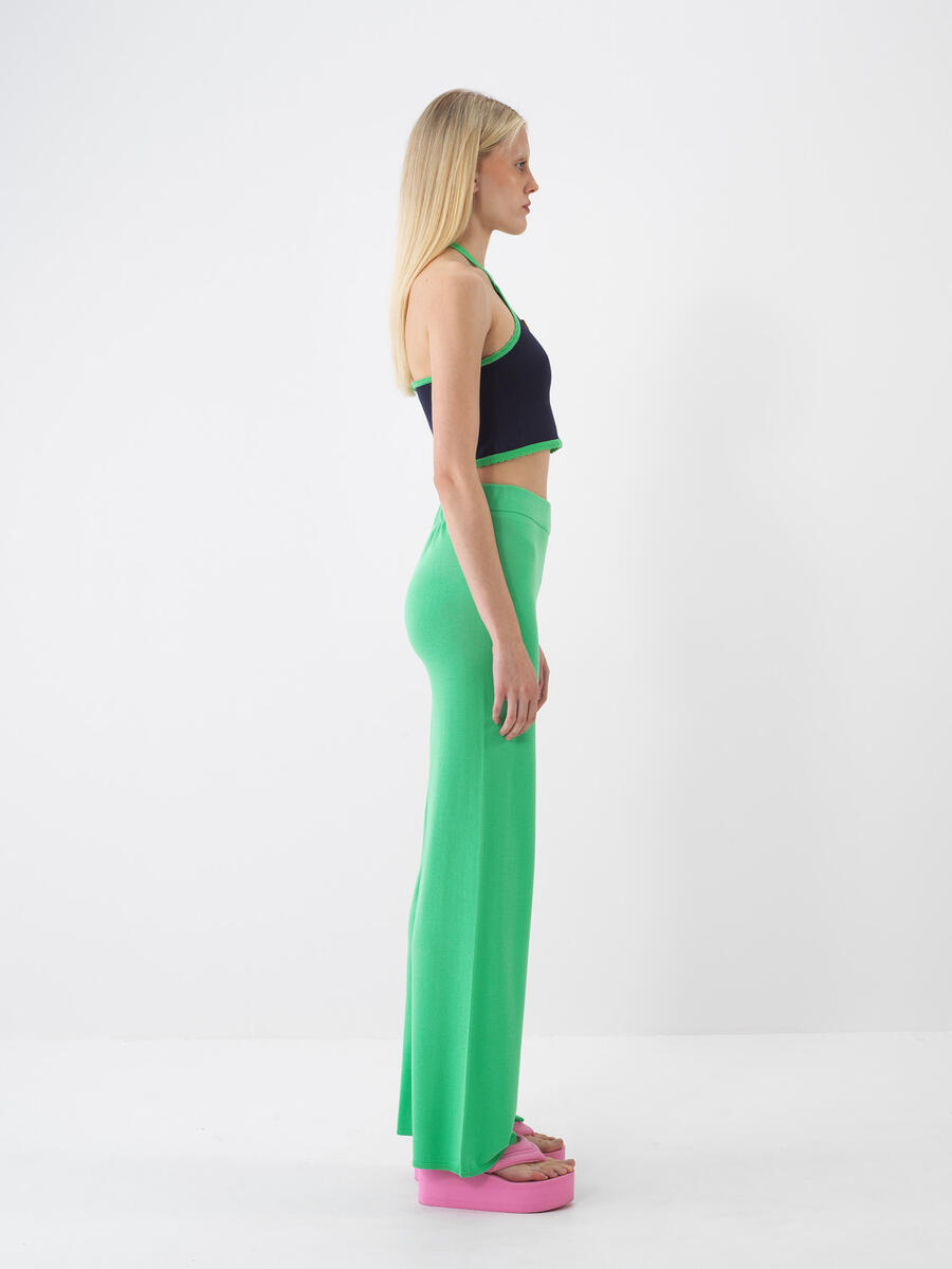 Yeşil Doğal Dökümlü Regular Fit Pantolon - 4
