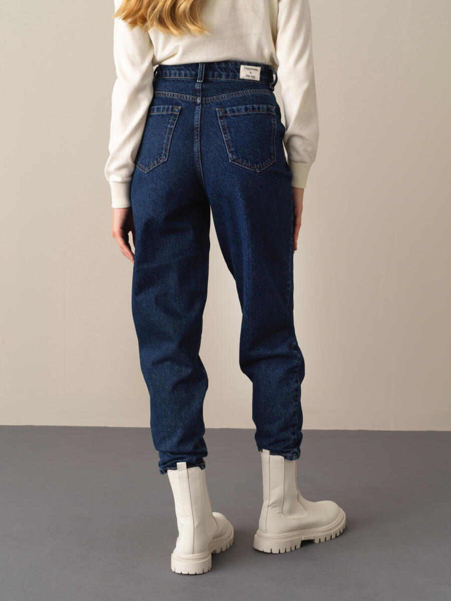 Yüksek Bel Oversize Denim Pantolon - 5