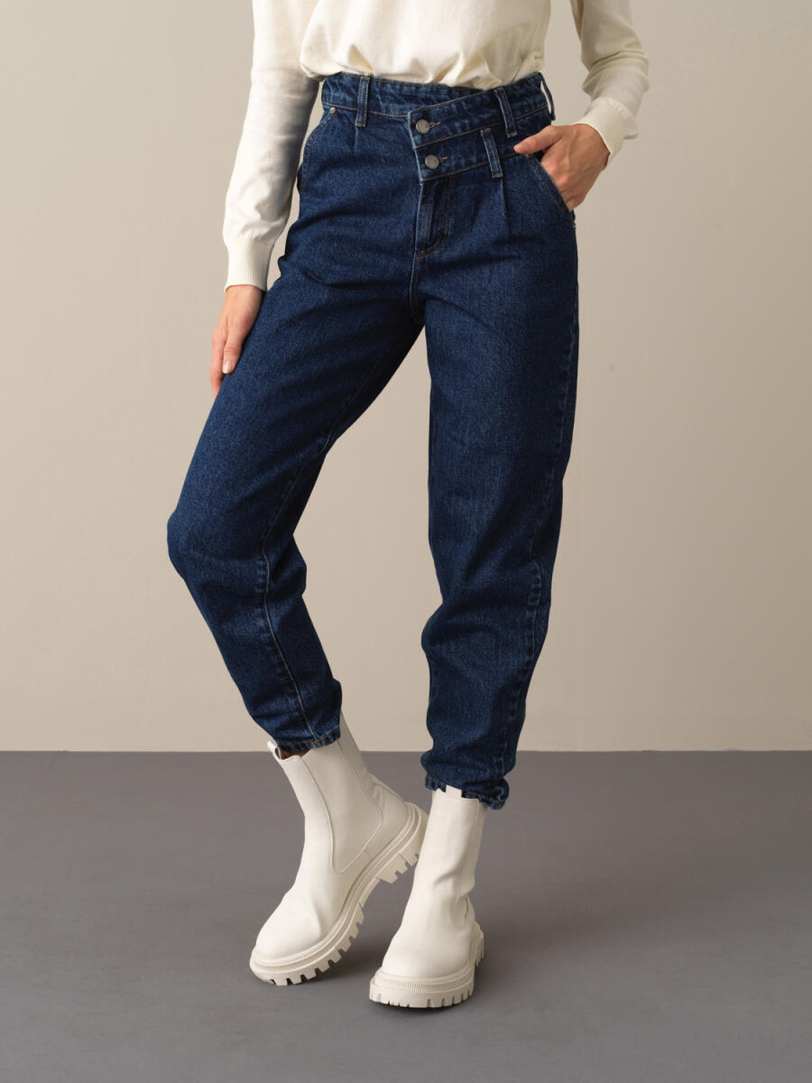 Yüksek Bel Oversize Denim Pantolon - 1