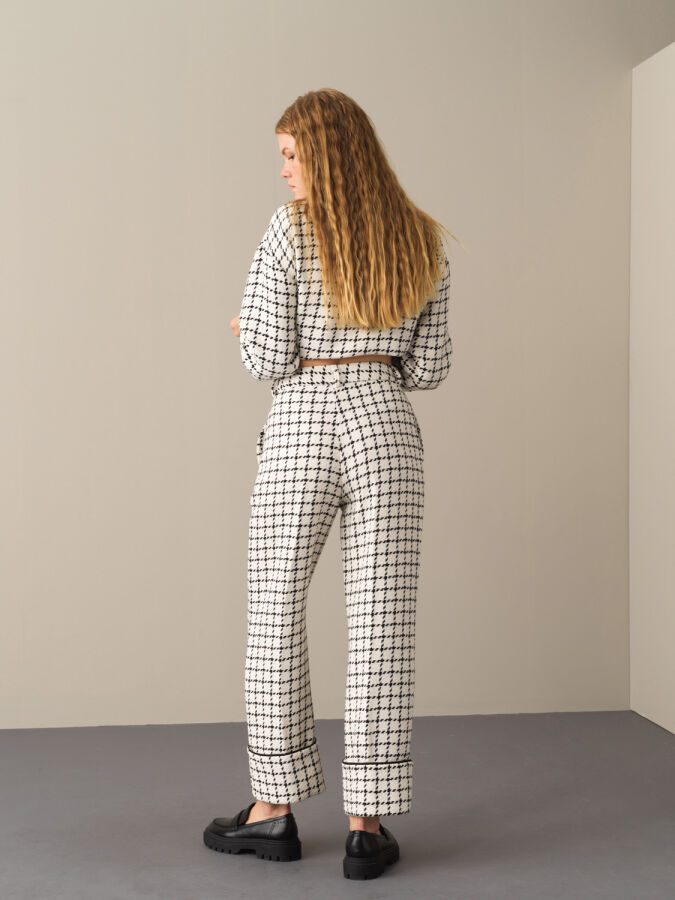 Beyaz Yumuşak Dokulu Regular Fit Pantolon - Xint