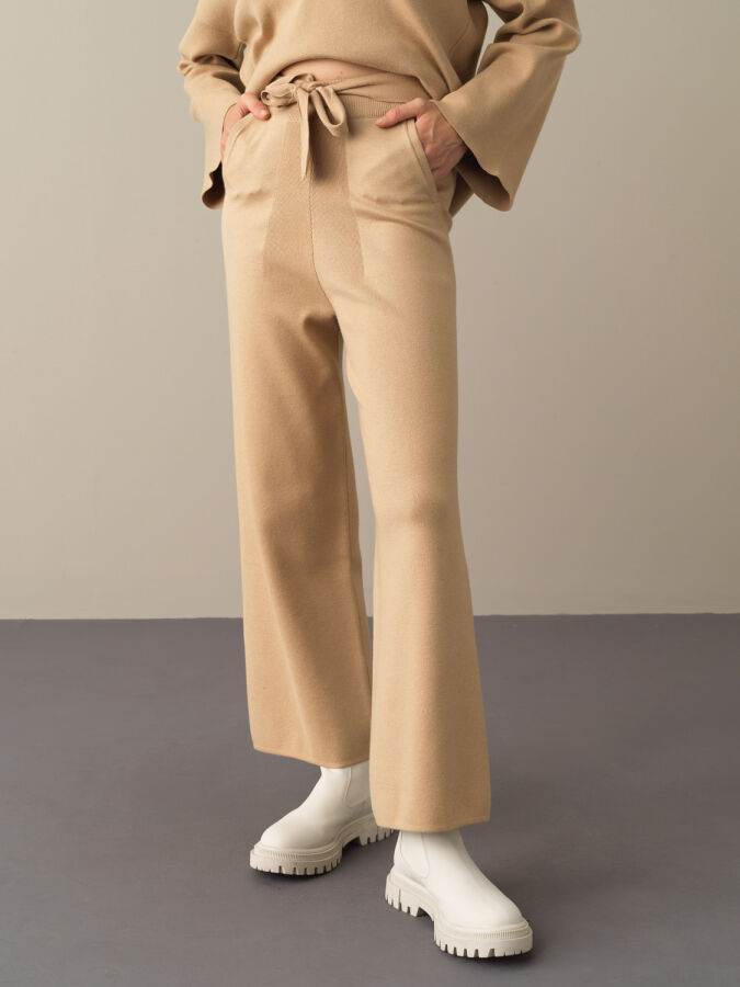 Bej Regular Fit Triko Pantolon - 1