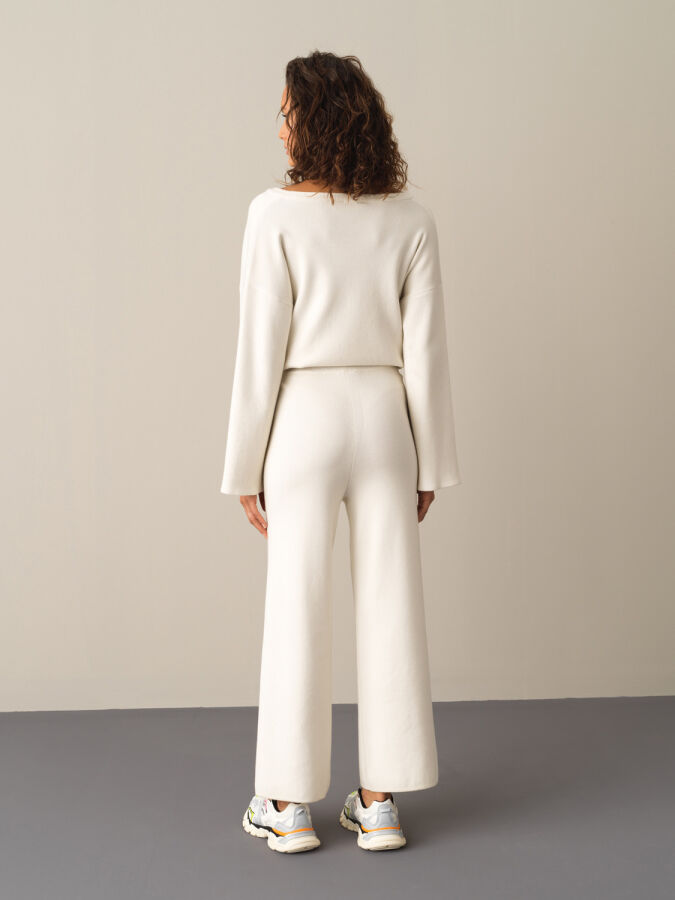 Ekru Regular Fit Triko Pantolon - 4