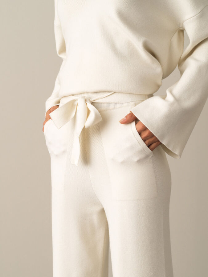 Ekru Regular Fit Triko Pantolon - 1