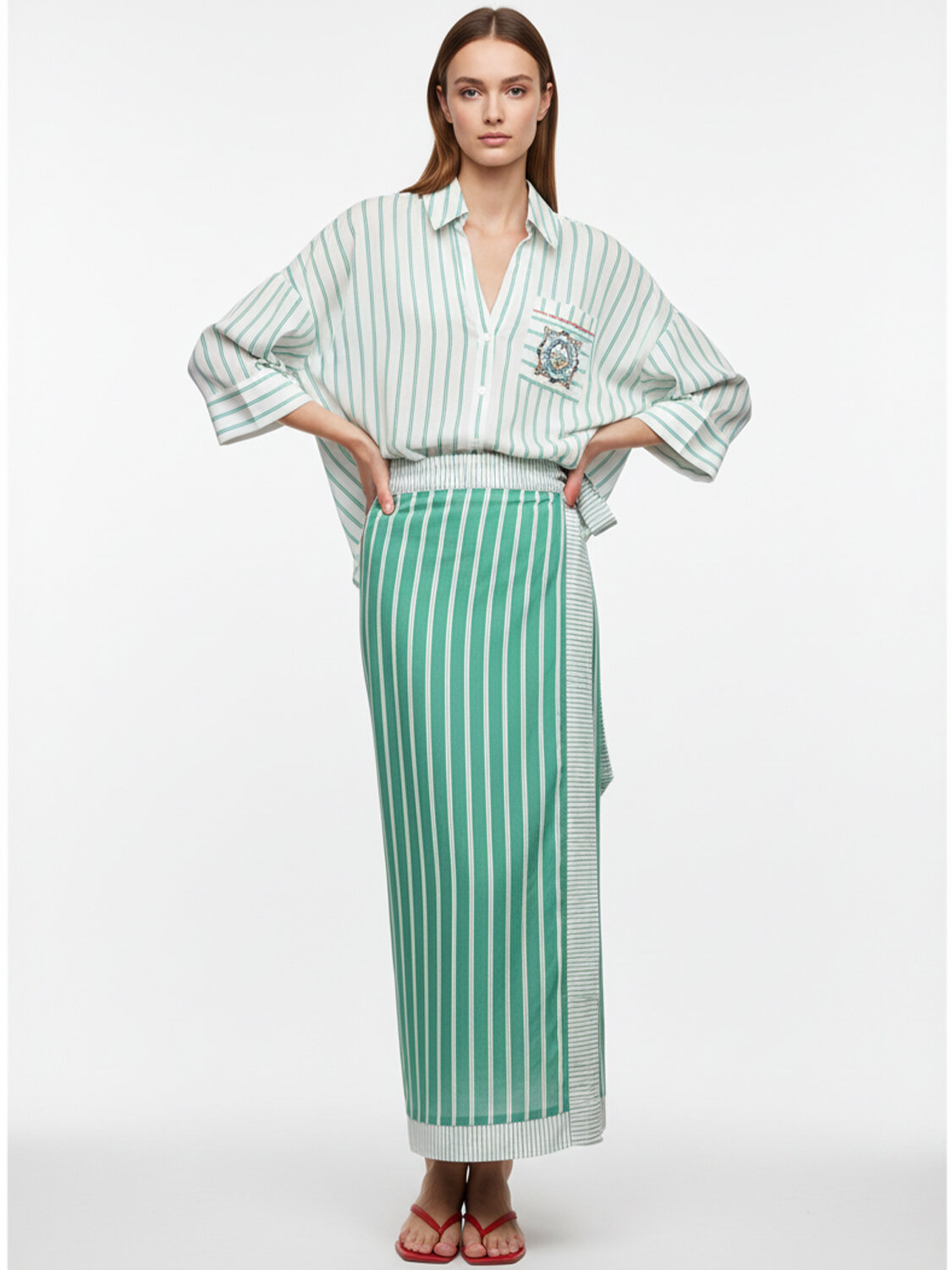 Yeşil Doğal Dökümlü Regular Fit Pareo - 3