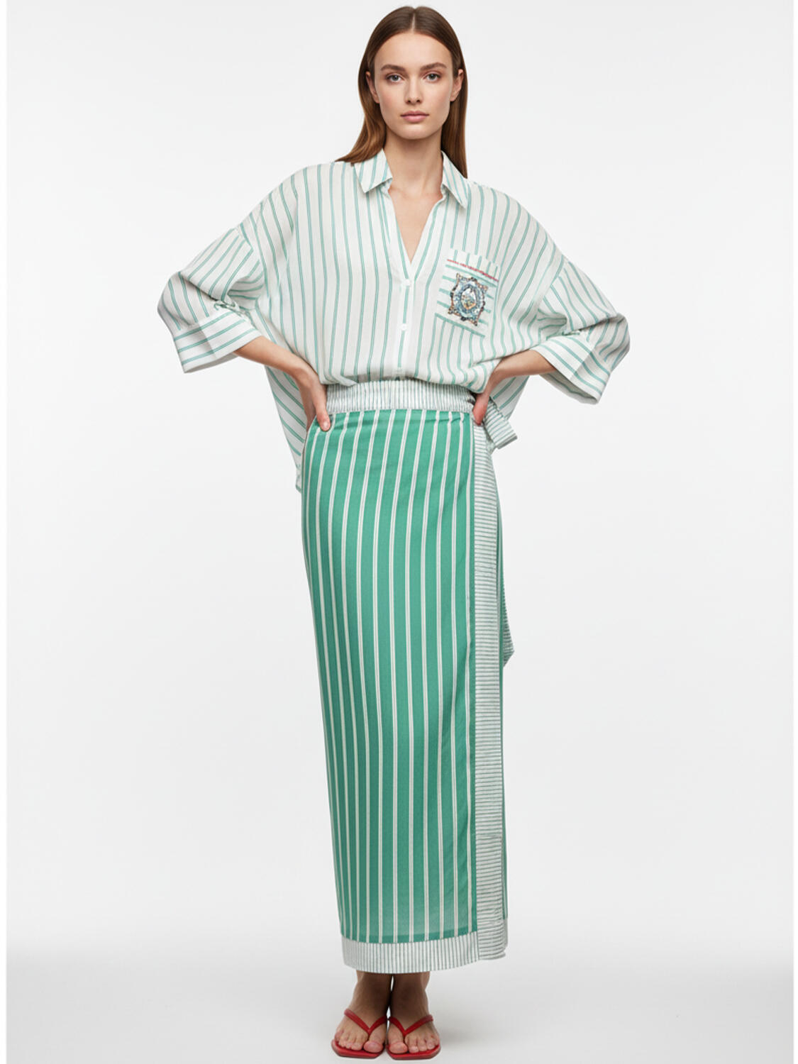 Yeşil Doğal Dökümlü Regular Fit Pareo - 3