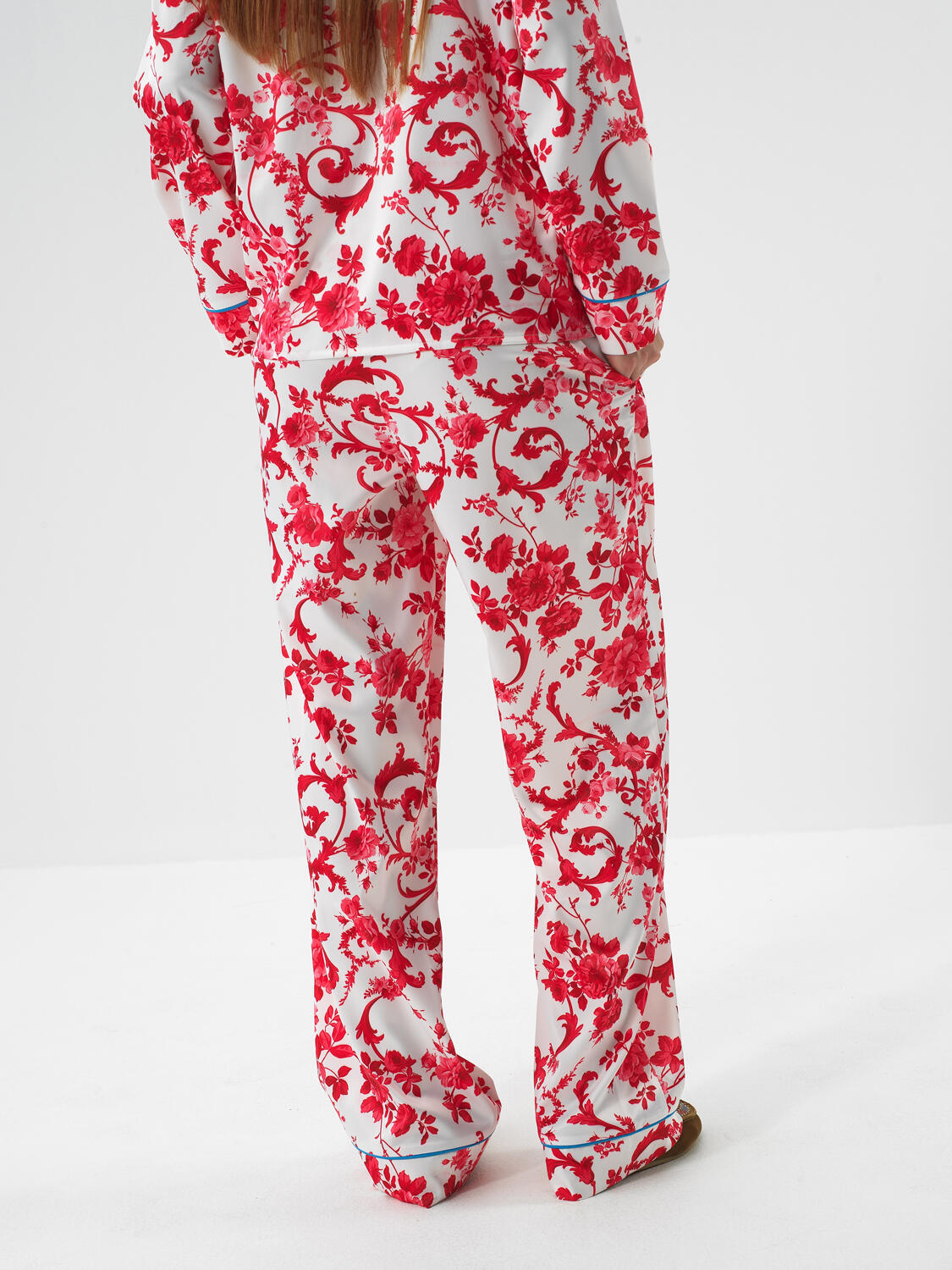 Kırmızı İpeksi Saten Regular Fit Pijama Seti - 7