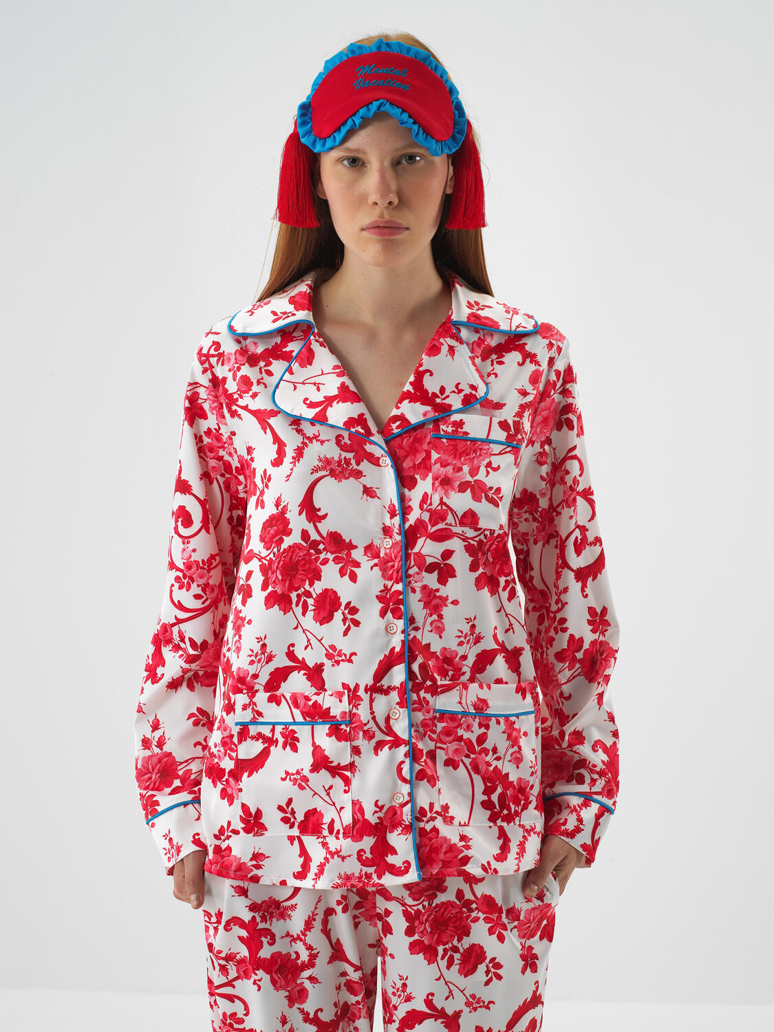 Kırmızı İpeksi Saten Regular Fit Pijama Seti - 3