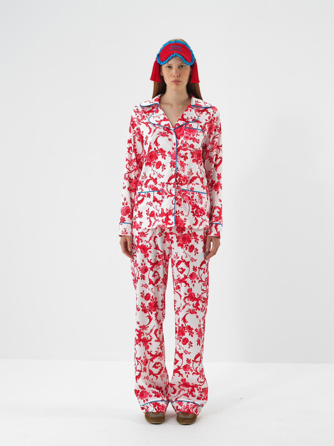 Kırmızı İpeksi Saten Regular Fit Pijama Seti