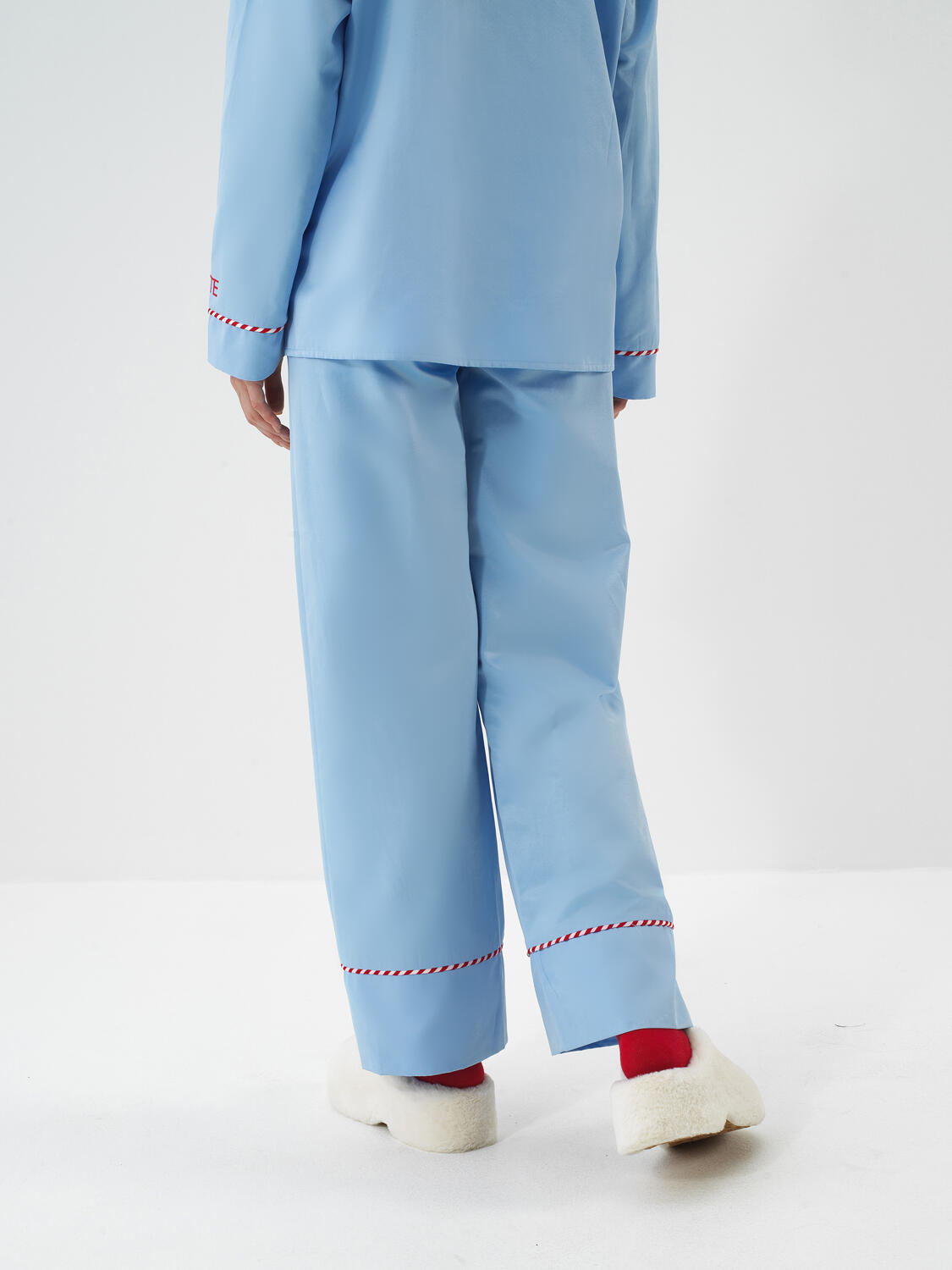 Mavi İpeksi Saten Oversize Pijama Seti - 5