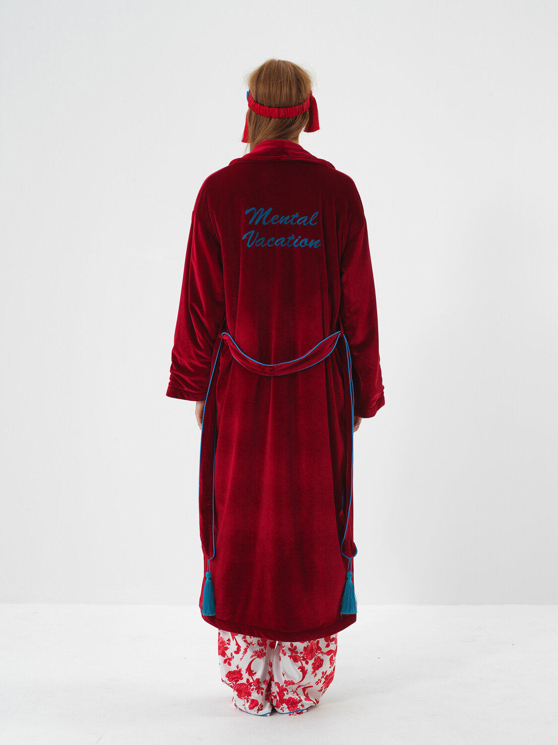 Kırmızı Lüks Dokulu Soft Kadife Oversize Sabahlık - Xint