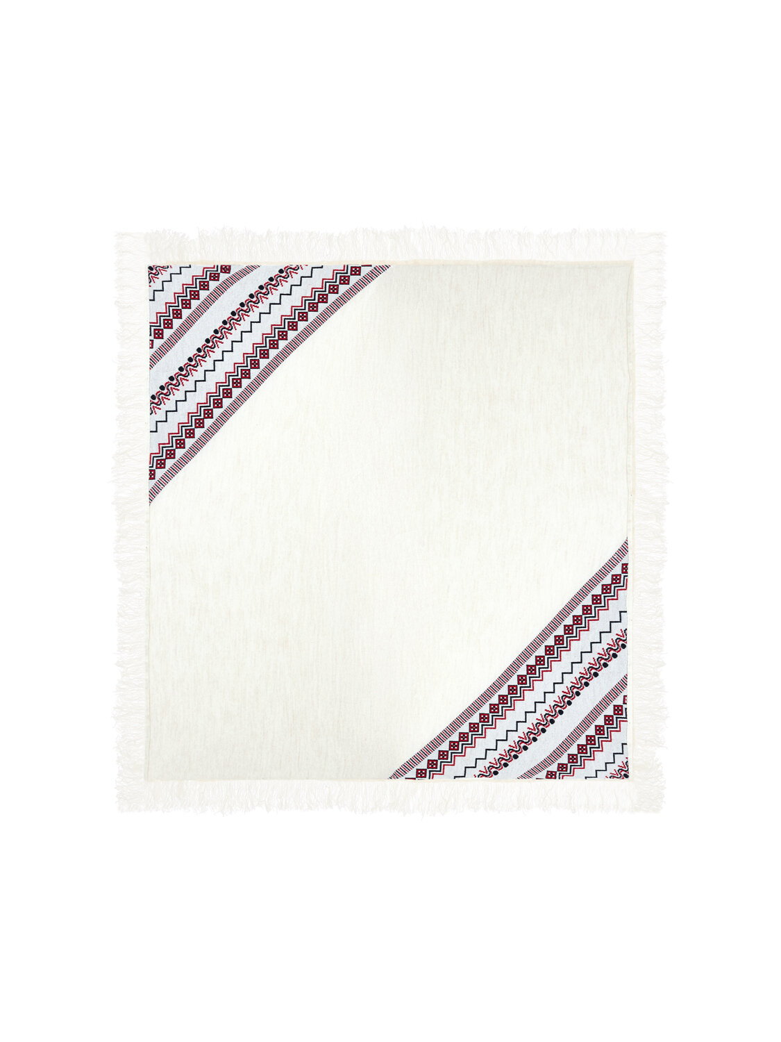 Ekru Doğal Yün Dokulu Standart Fit Şal - Xint