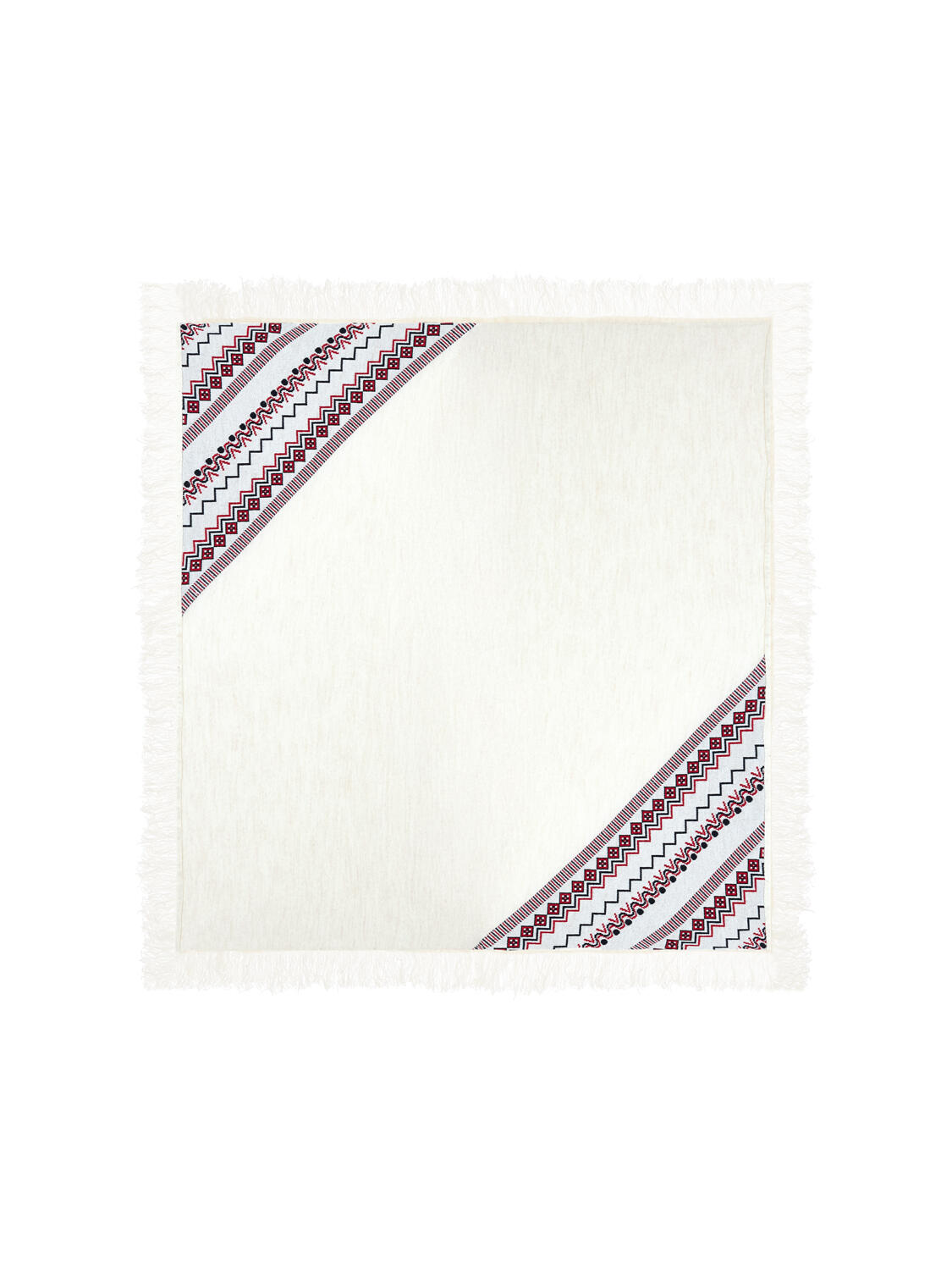 Ekru Doğal Yün Dokulu Standart Fit Şal - 7