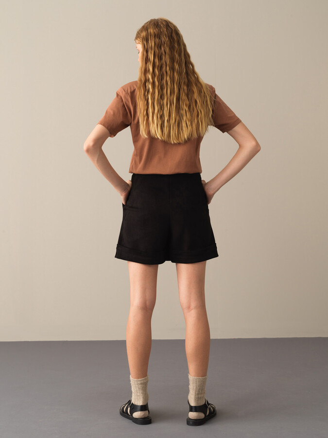 Siyah Regular Fit Şort - 4