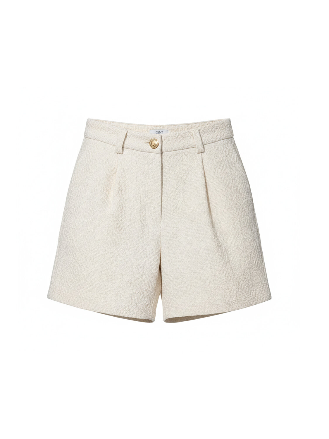 Bej Pamuk Dokulu Oversize Şort - 5