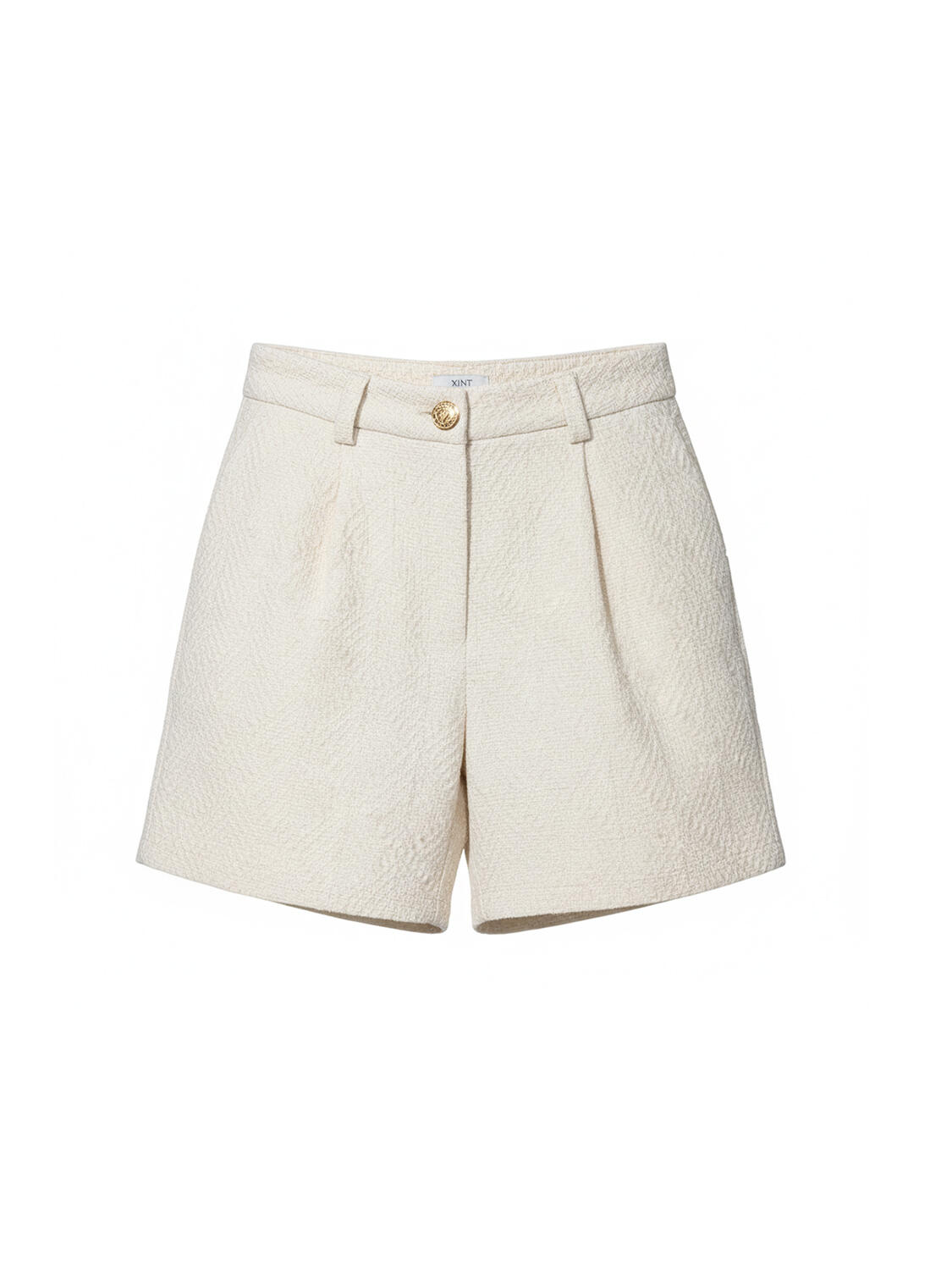 Bej Pamuk Dokulu Oversize Şort - 5