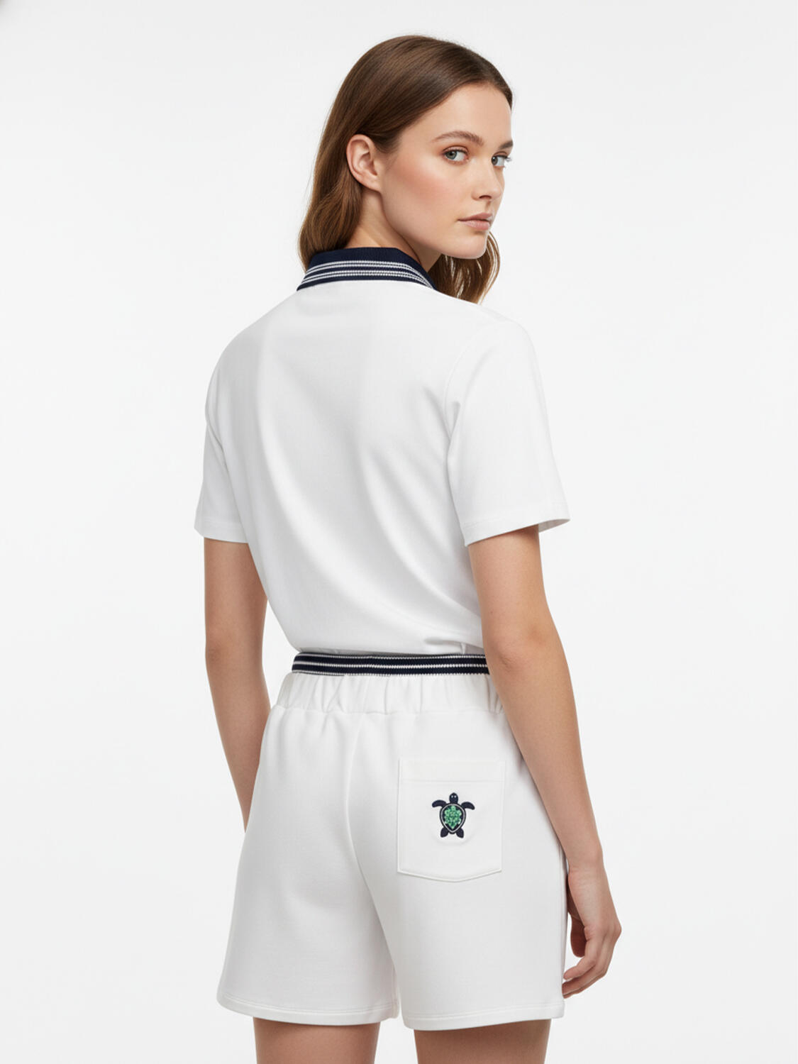 Beyaz Pamuk Dokulu Regular Fit Şort - 4