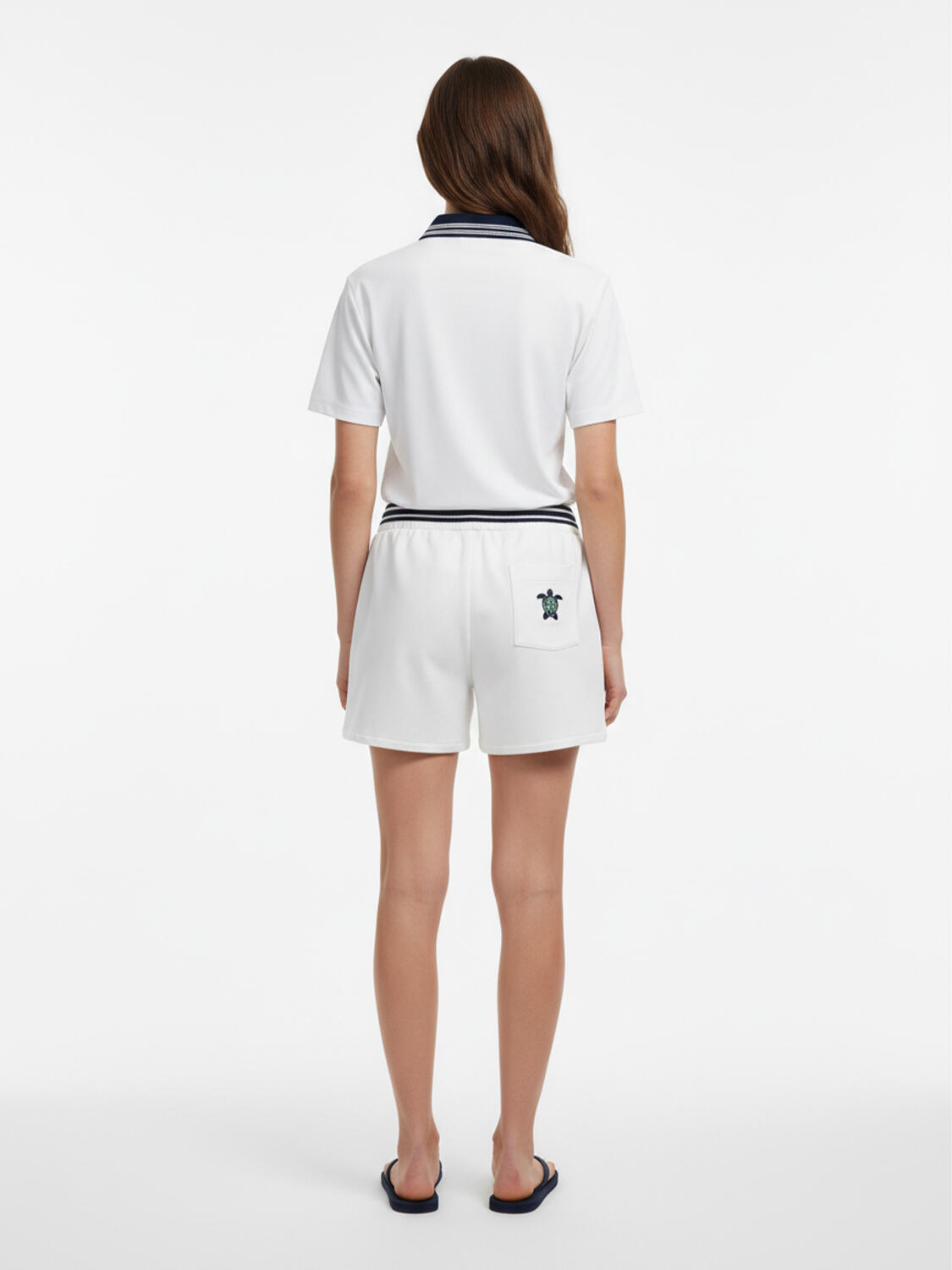 Beyaz Pamuk Dokulu Regular Fit Şort - 5