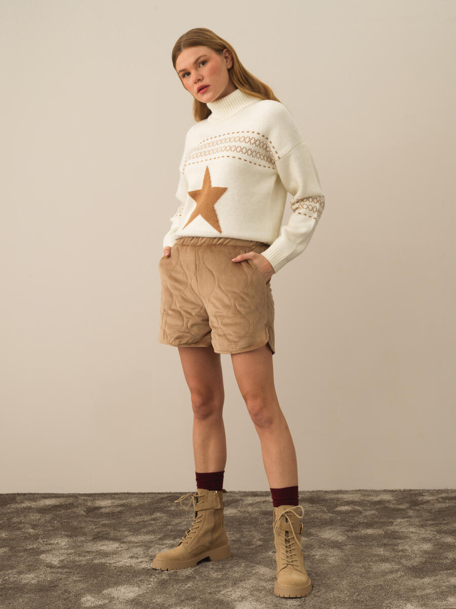 Camel Esnek Dokulu Regular Fit Şort - 2