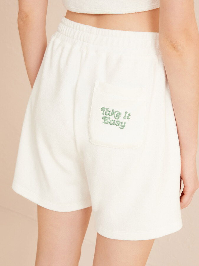 Ekru Regular Fit Pamuklu Havlu Şort - 3