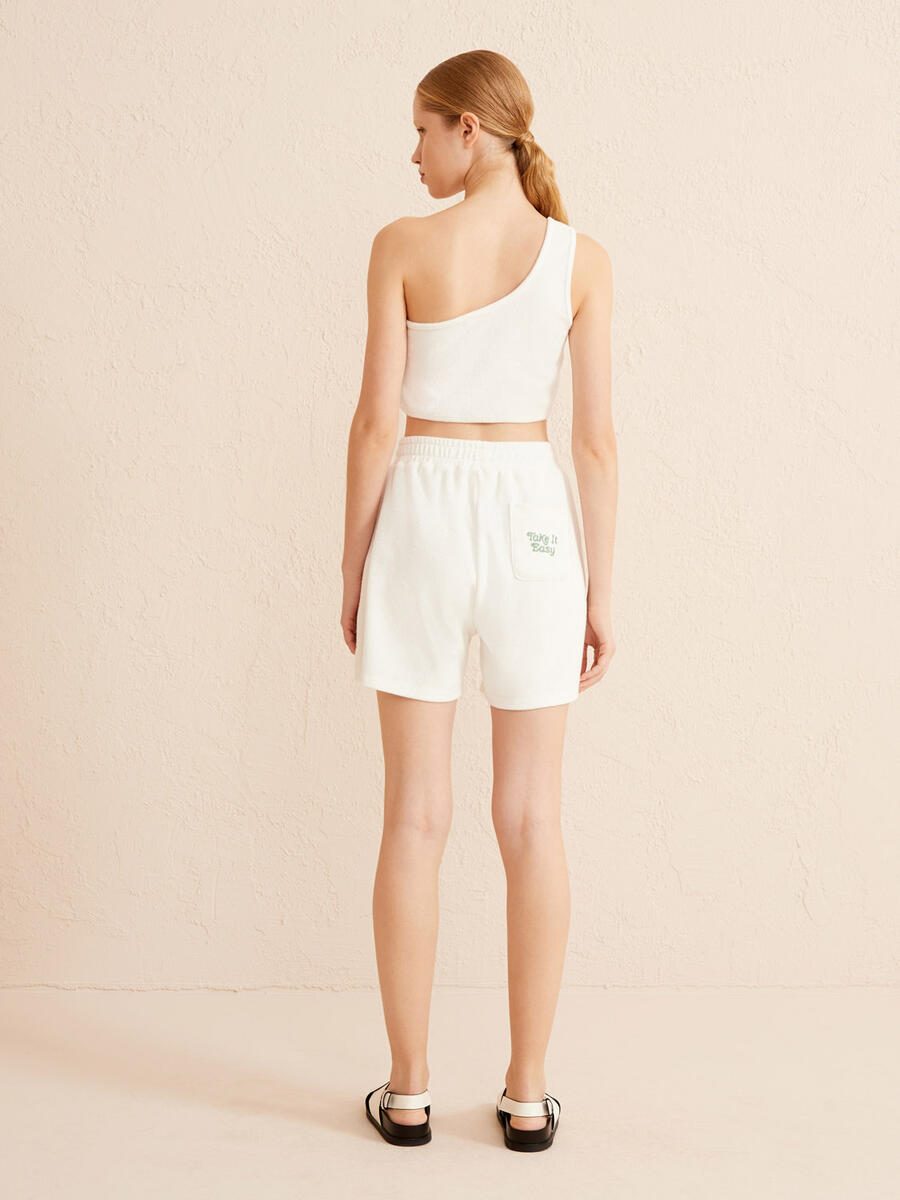 Ekru Regular Fit Pamuklu Havlu Şort - 4