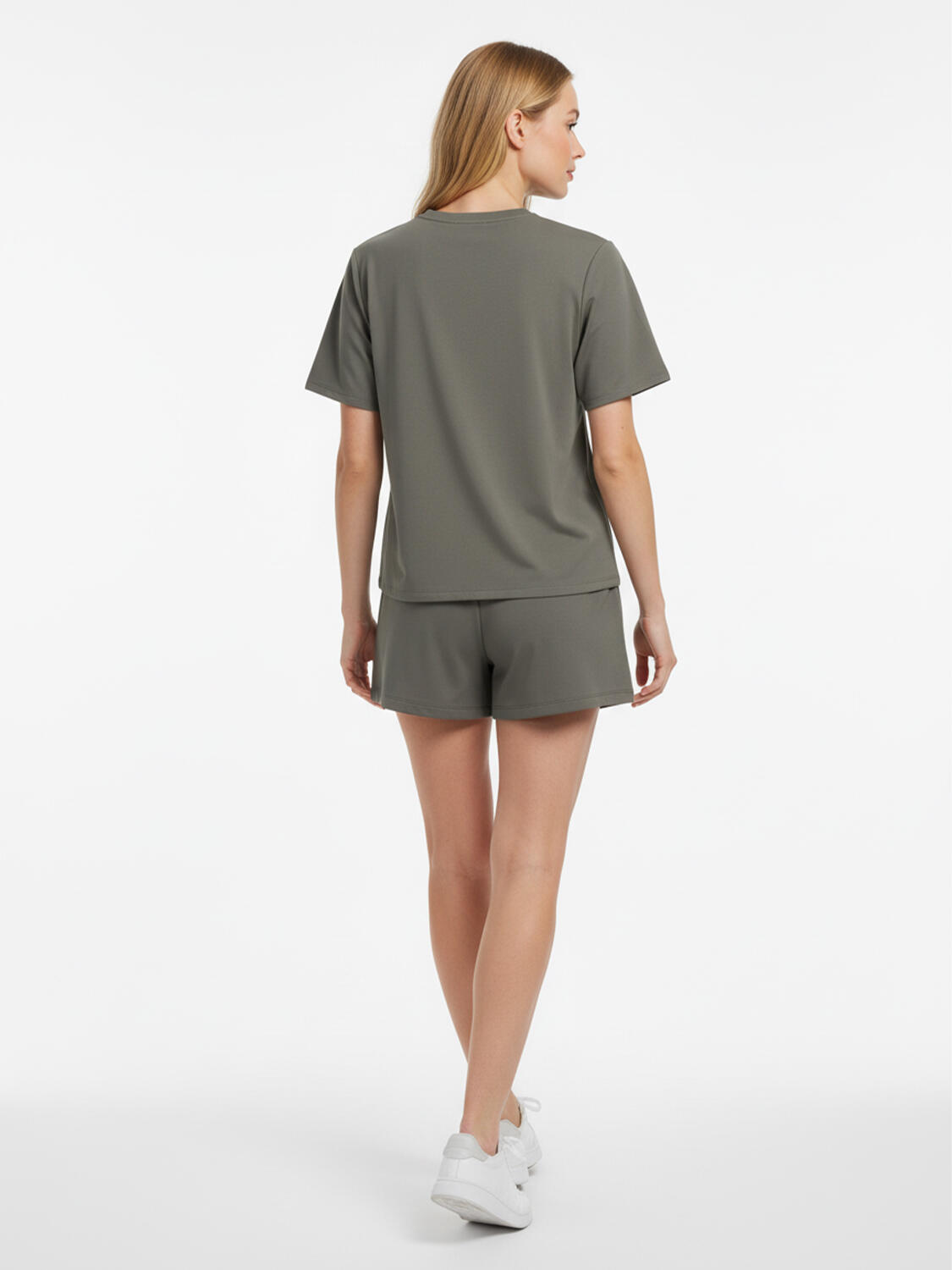 Haki Pamuk Dokulu Oversize Şort - 4